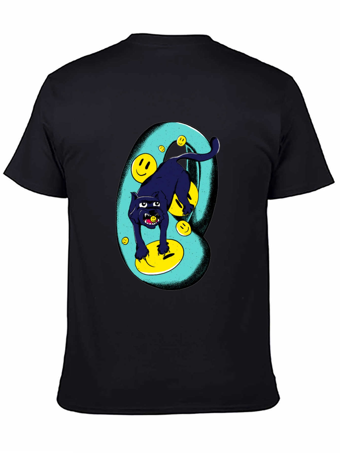 Black Panther Smiley Face Graphic Tee