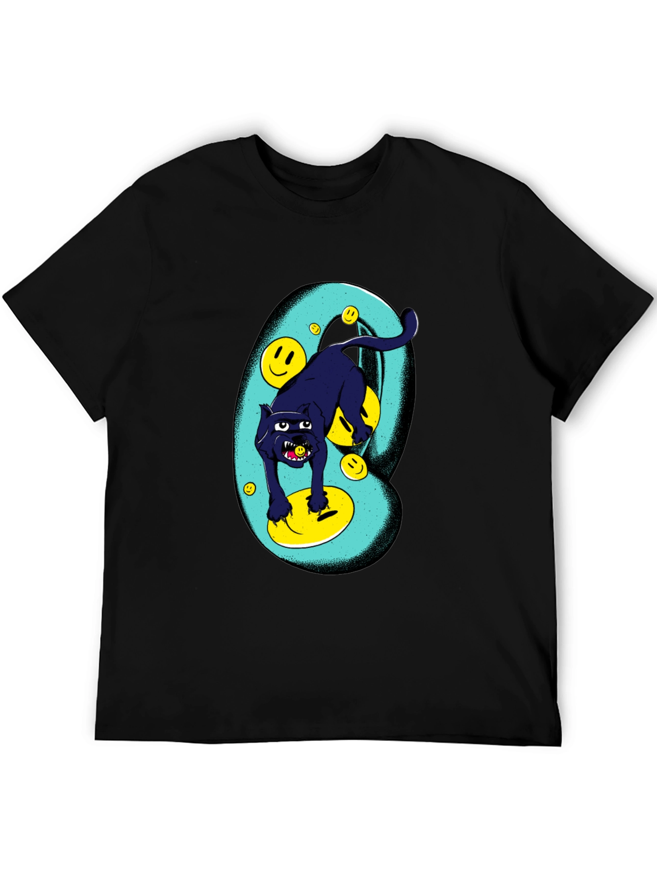 Black Panther Smiley Face Graphic Tee