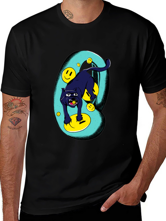 Black Panther Smiley Face Graphic Tee