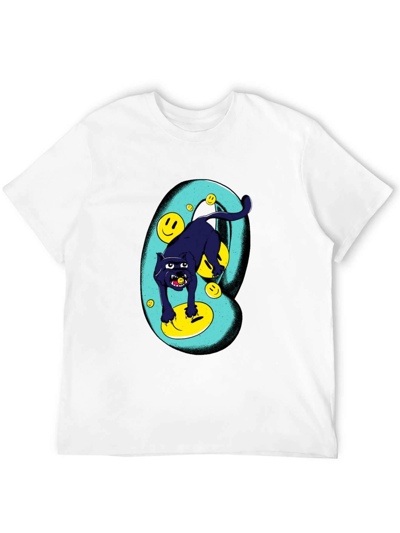 Black Panther Smiley Face Graphic Tee