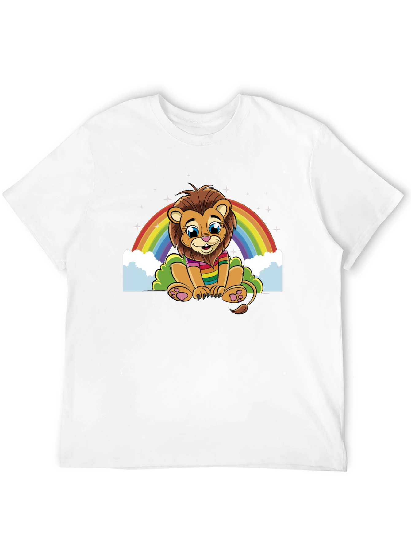Rainbow Lion Graphic Tee - Soft Black Cotton Blend