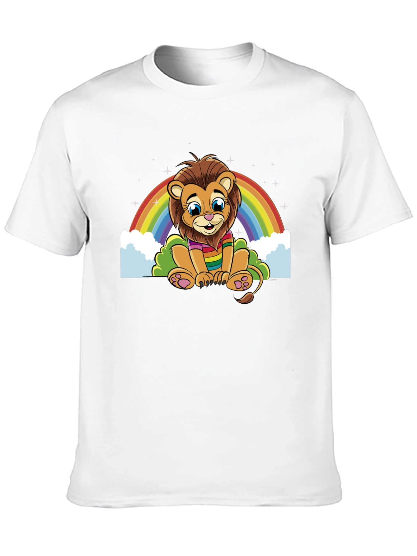 Rainbow Lion Graphic Tee - Soft Black Cotton Blend