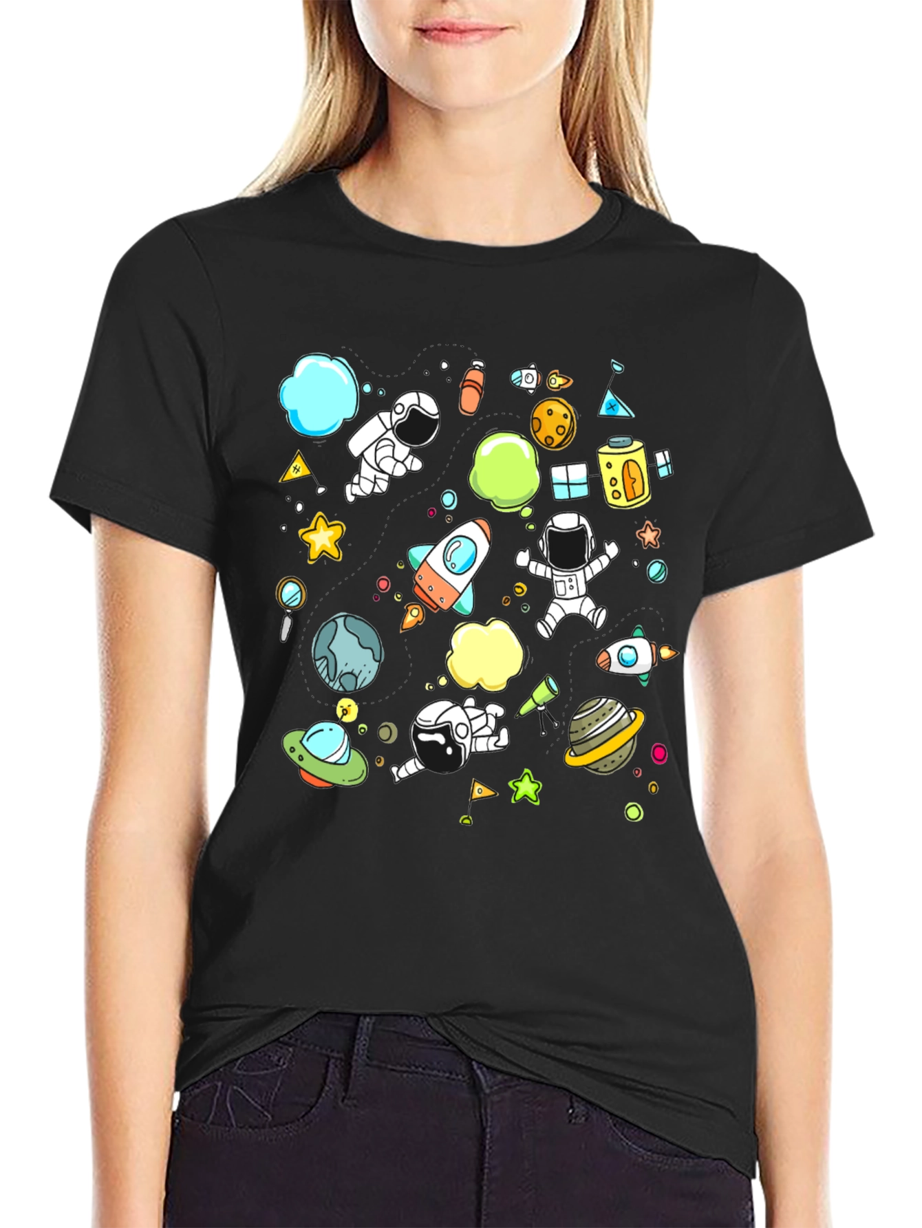 Space Adventure Graphic Tee - Black