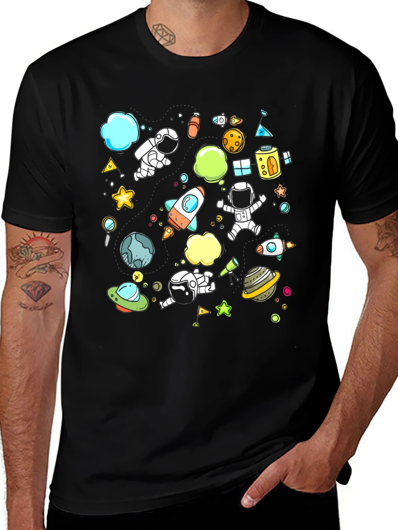 Space Adventure Graphic Tee - Black