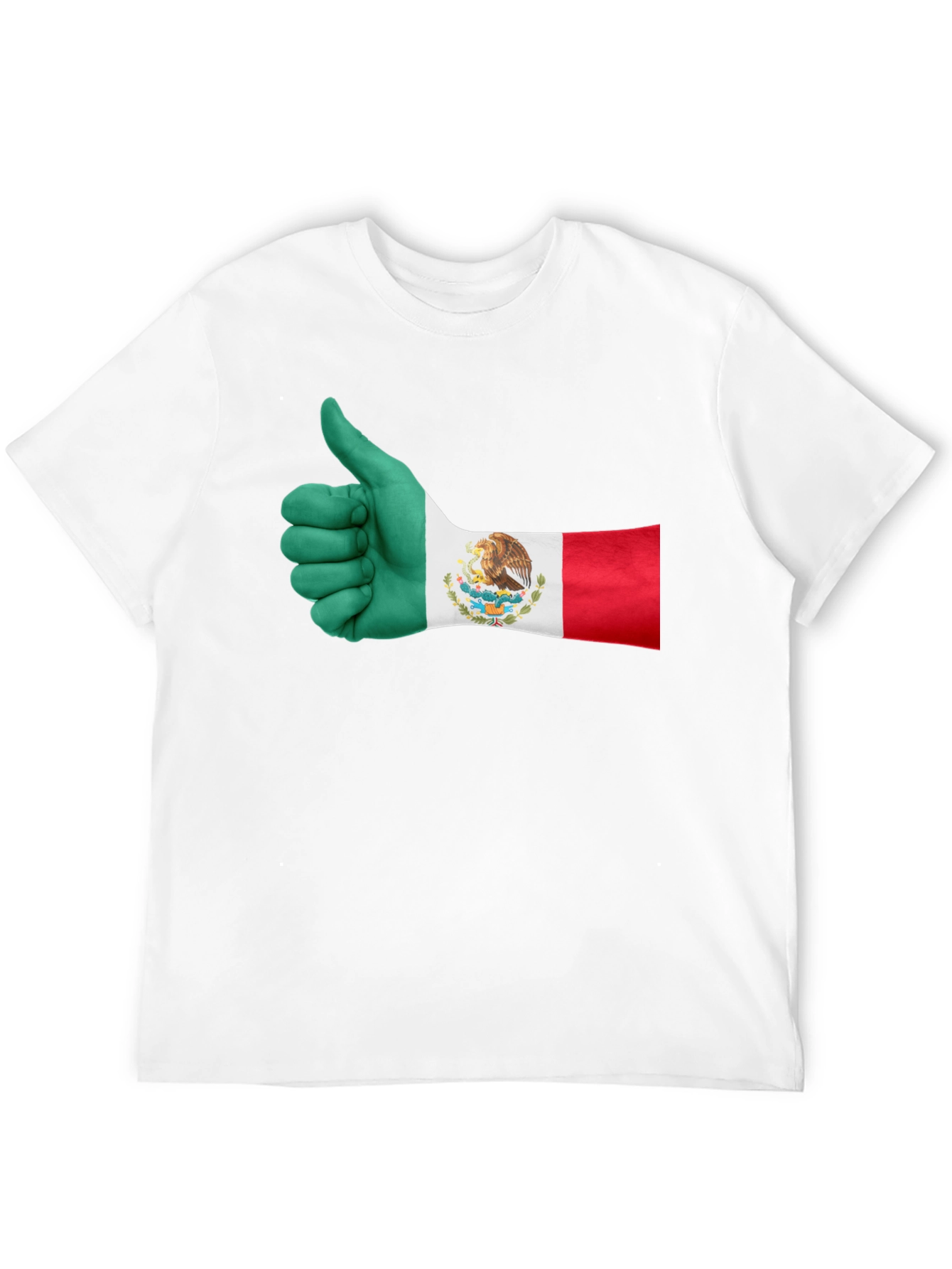 Mexico Flag Thumbs Up T-Shirt - Black Cotton Tee