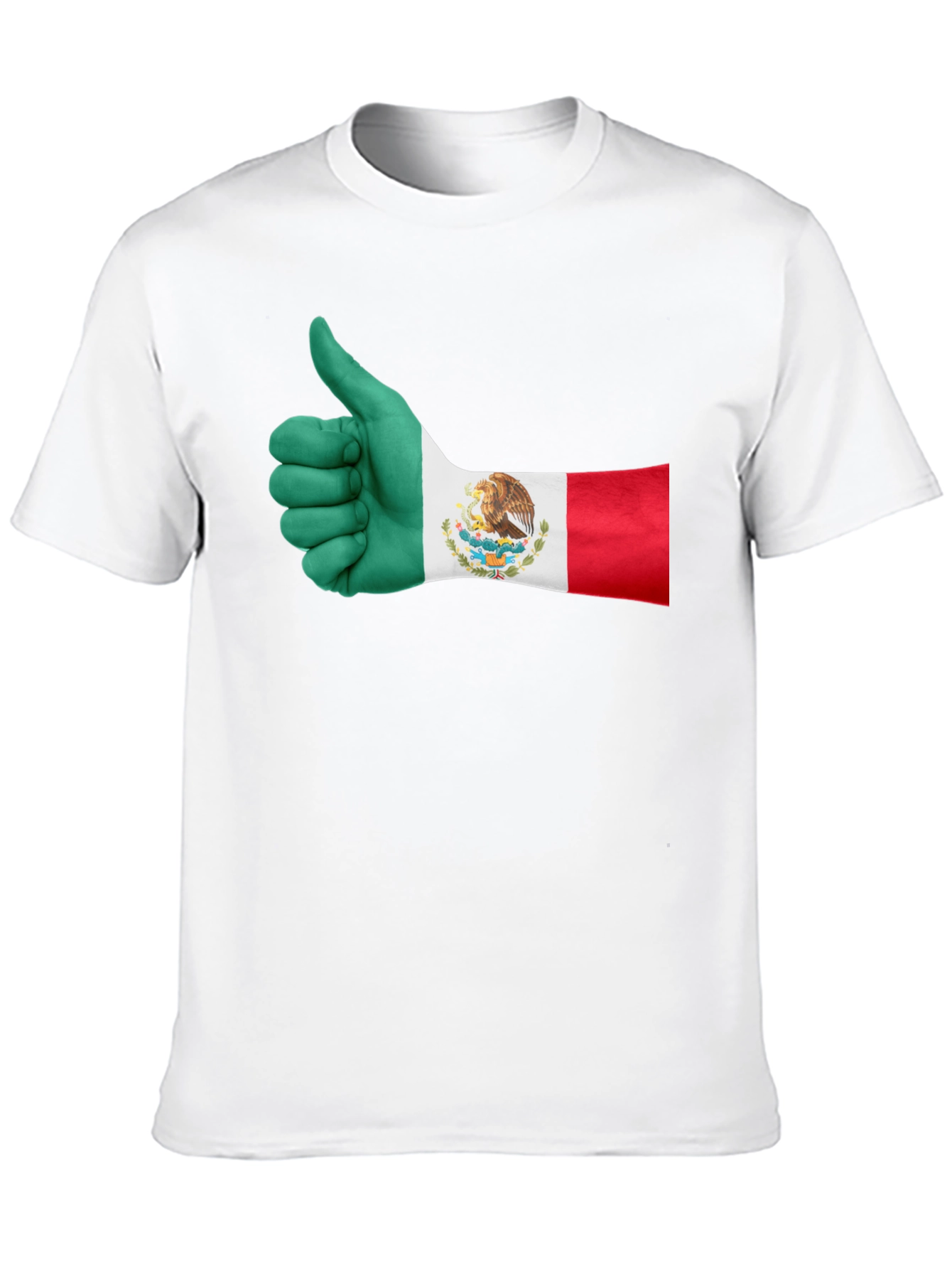 Mexico Flag Thumbs Up T-Shirt - Black Cotton Tee