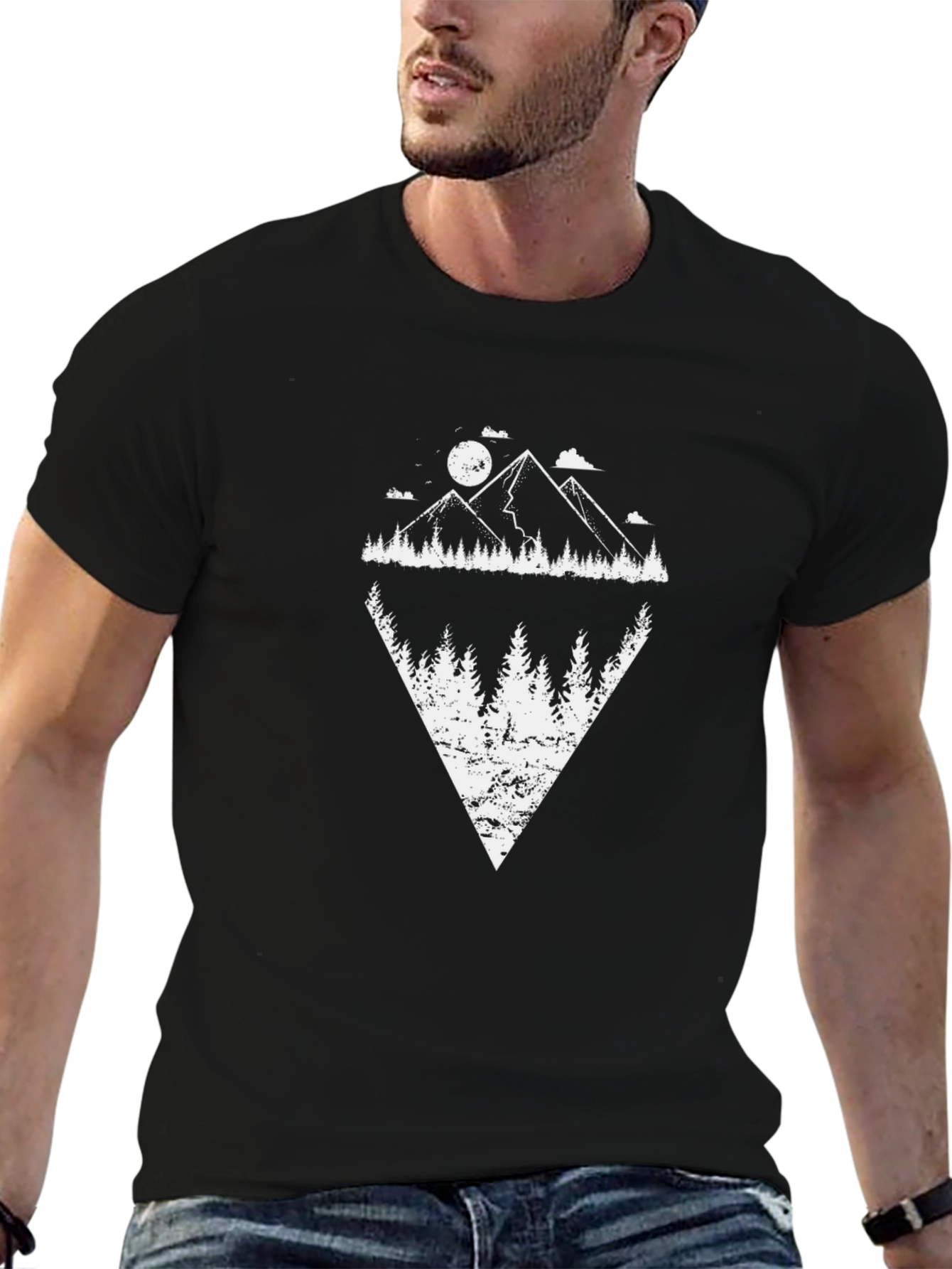 Mountain Reflection Graphic Tee - Black