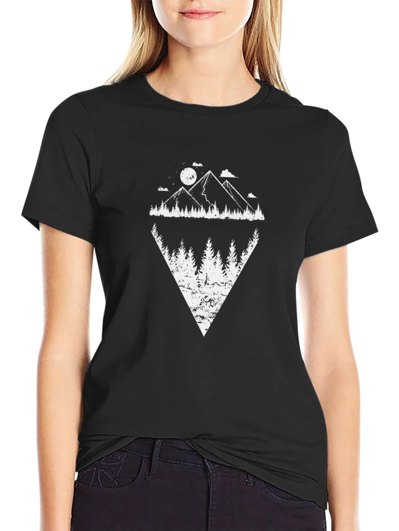 Mountain Reflection Graphic Tee - Black