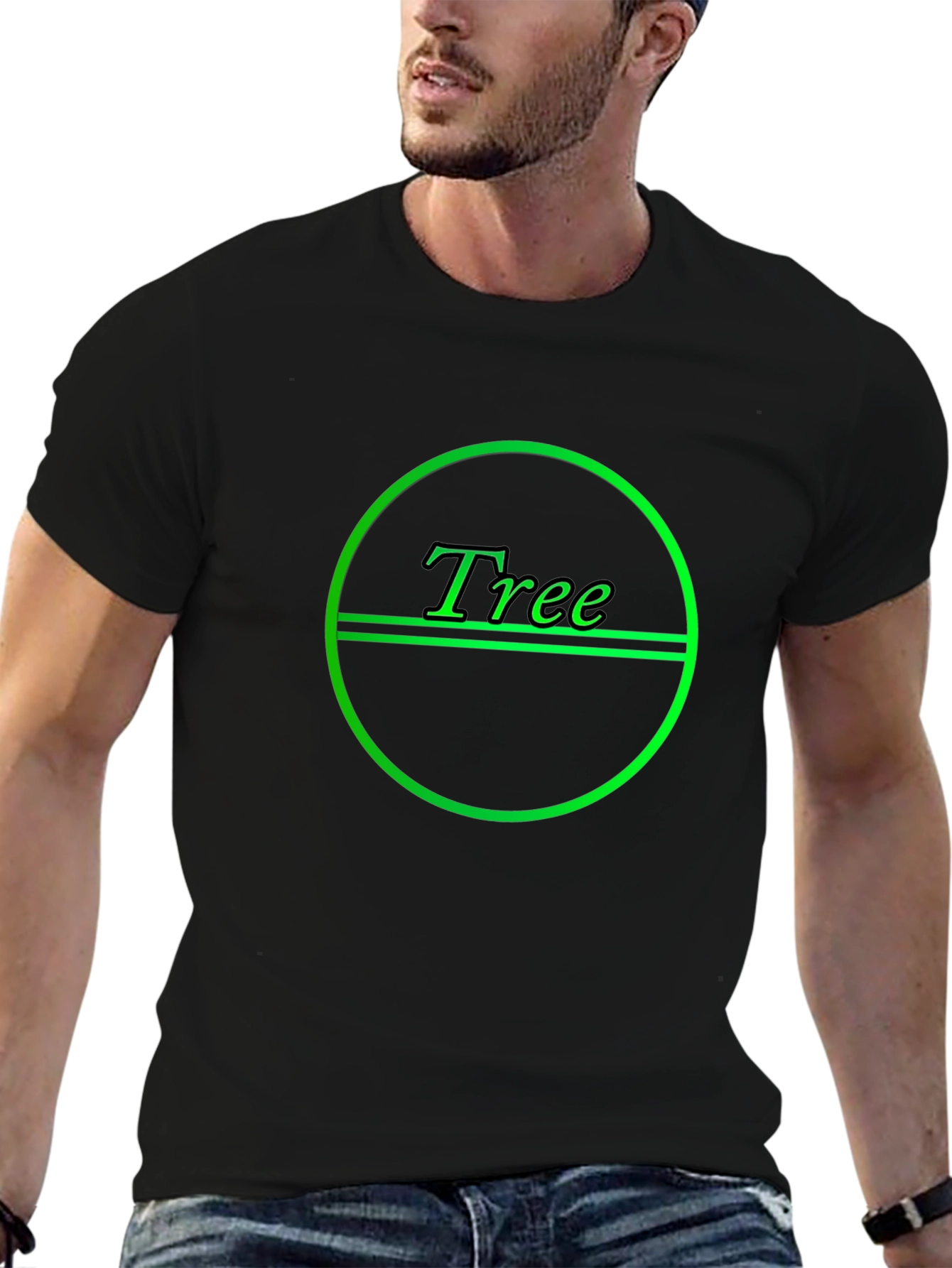 Green Tree Graphic T-Shirt - Black Casual Tee