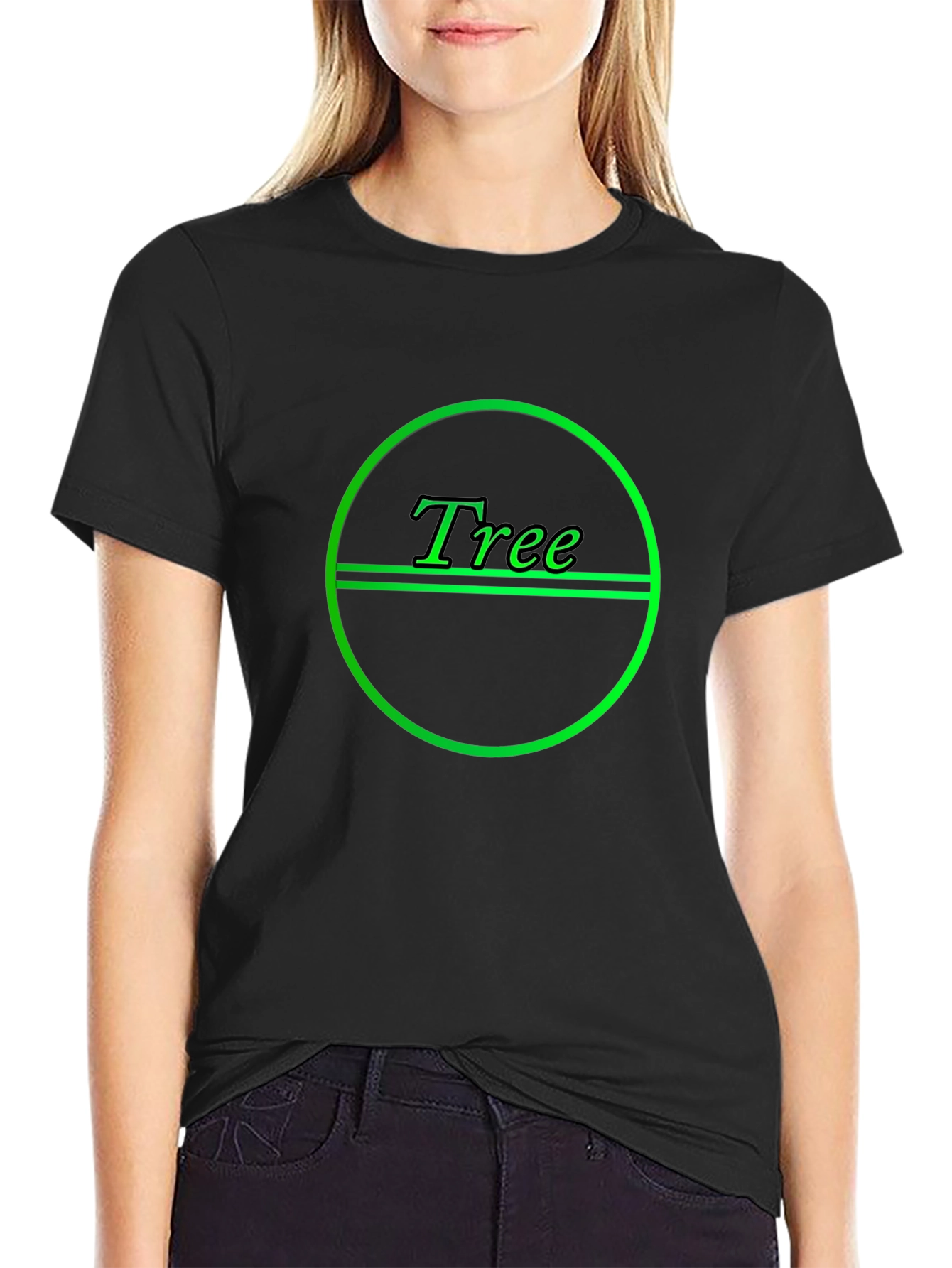 Green Tree Graphic T-Shirt - Black Casual Tee