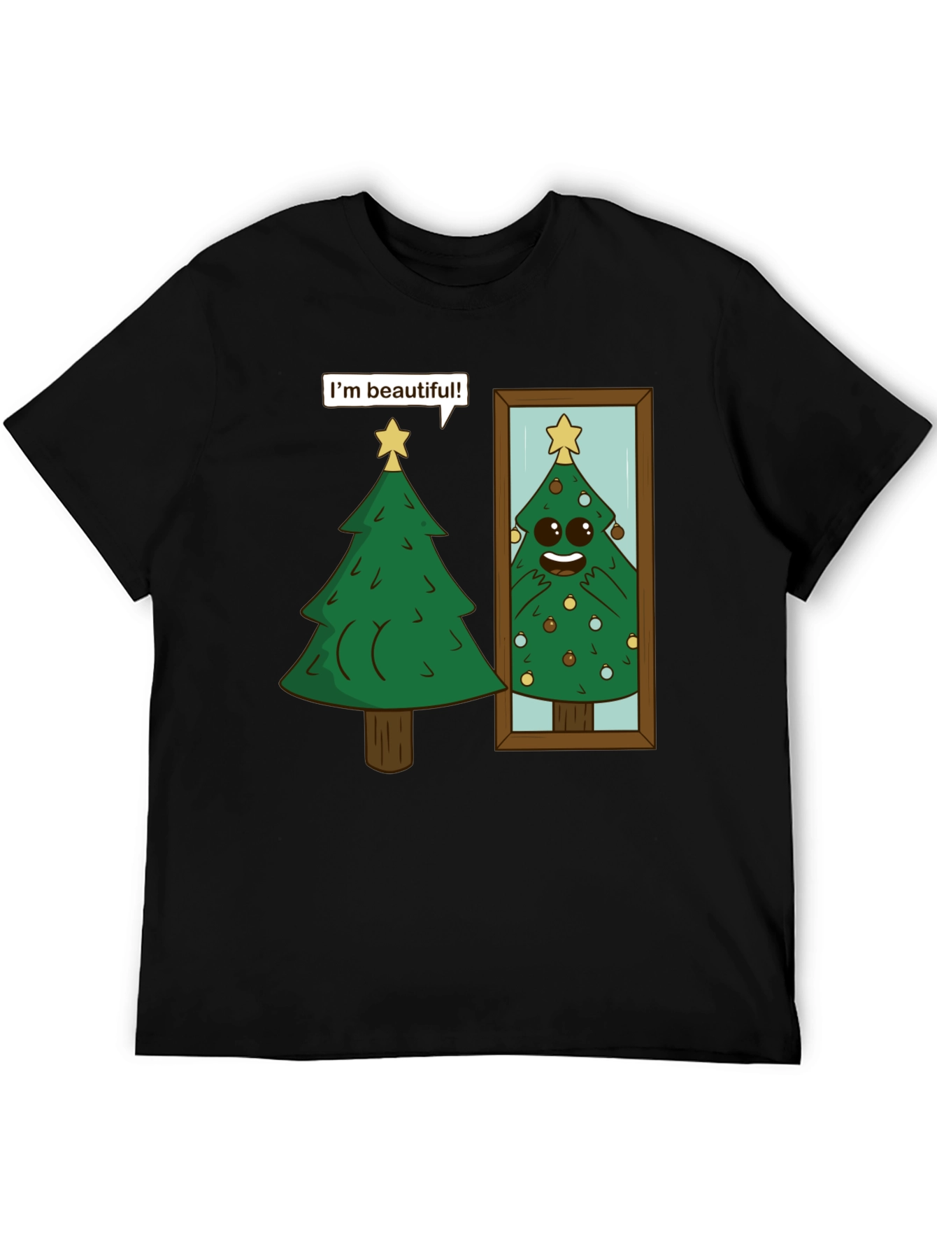 Funny Christmas Tree Im Beautiful Black T-Shirt