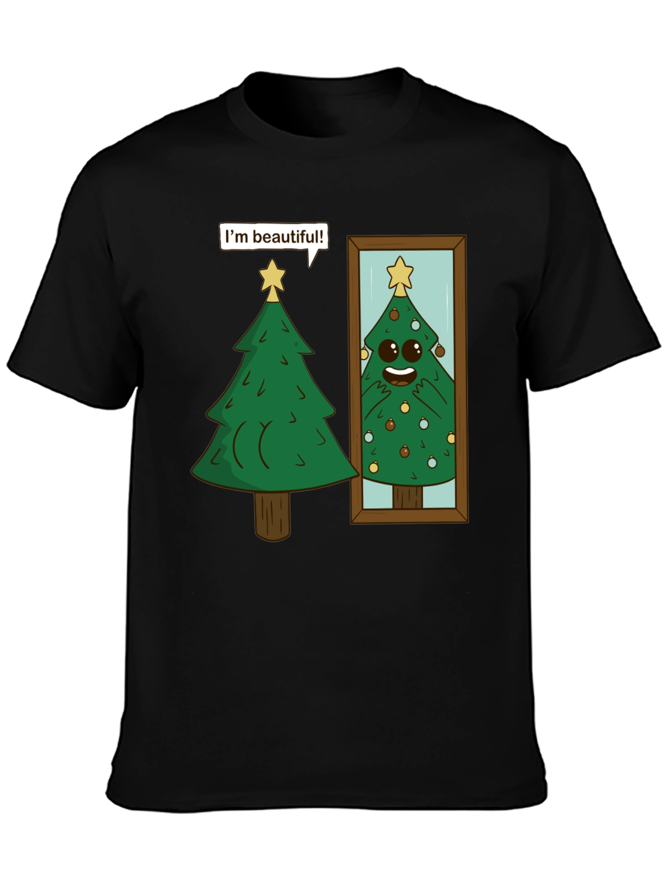Funny Christmas Tree Im Beautiful Black T-Shirt