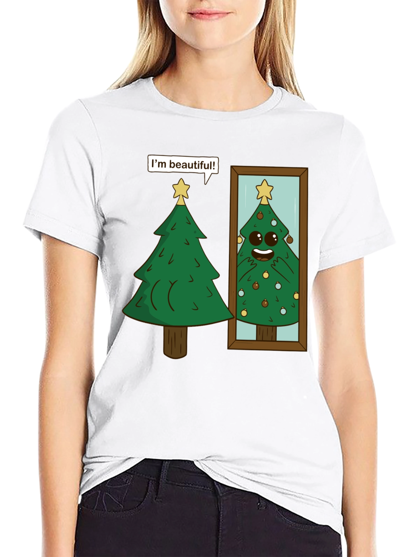 Funny Christmas Tree Im Beautiful Black T-Shirt