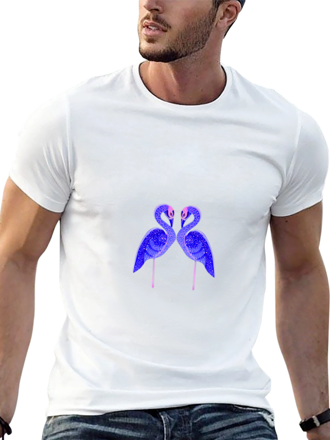 Flamingo Graphic Print Black T-Shirt