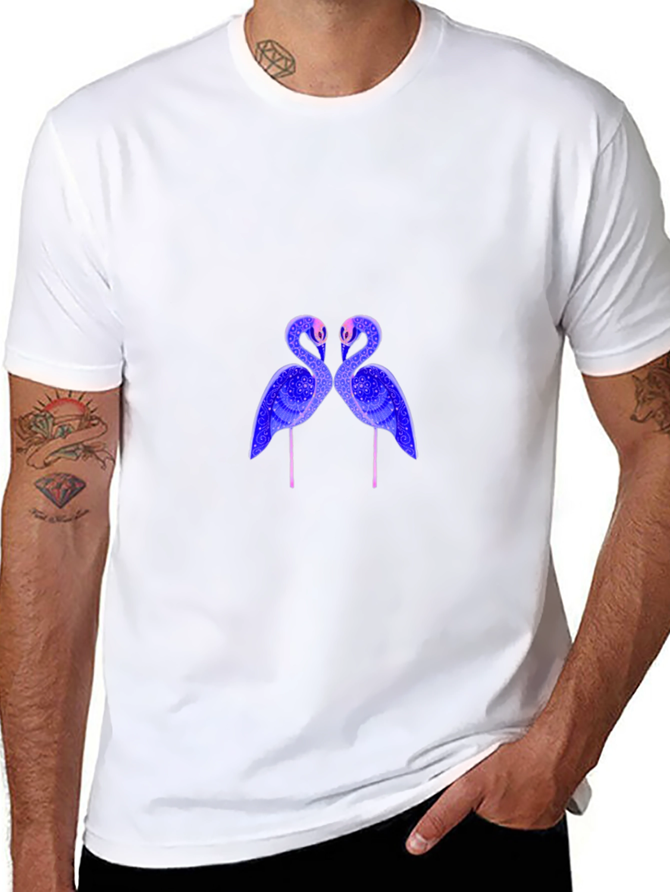Flamingo Graphic Print Black T-Shirt