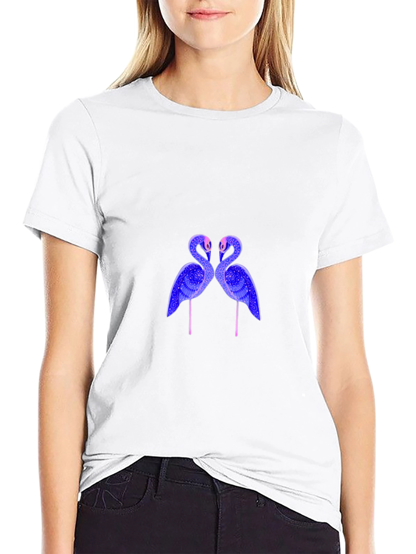 Flamingo Graphic Print Black T-Shirt