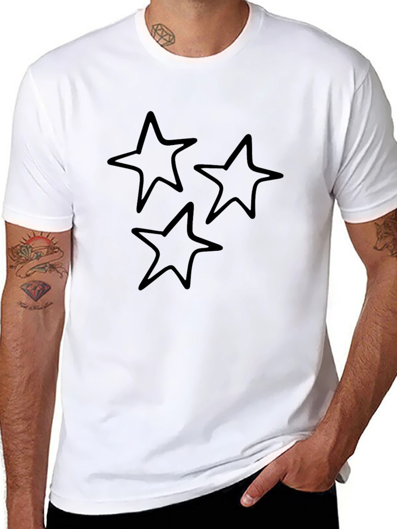 Black Tee with Three Star Design