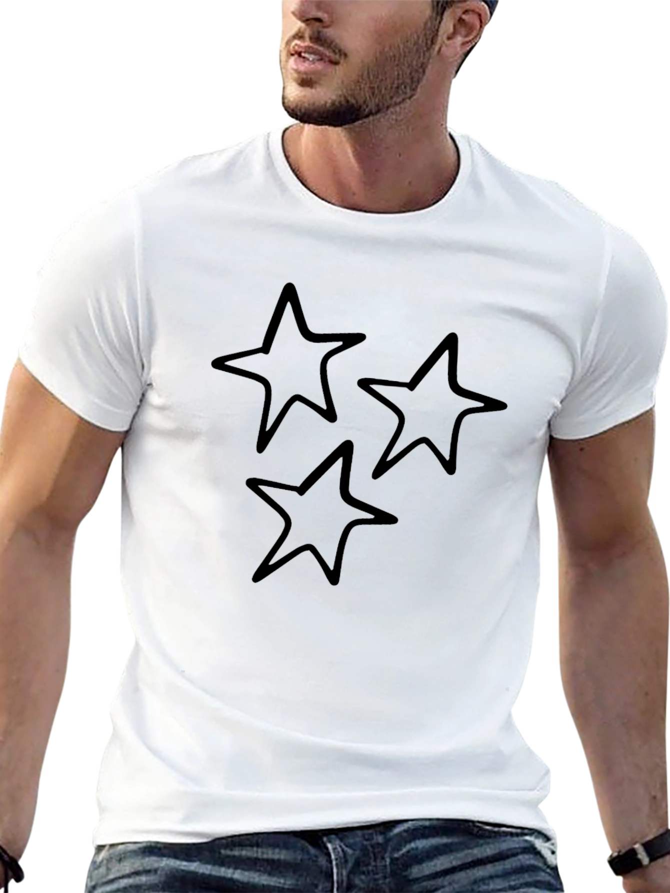 Black Tee with Three Star Design