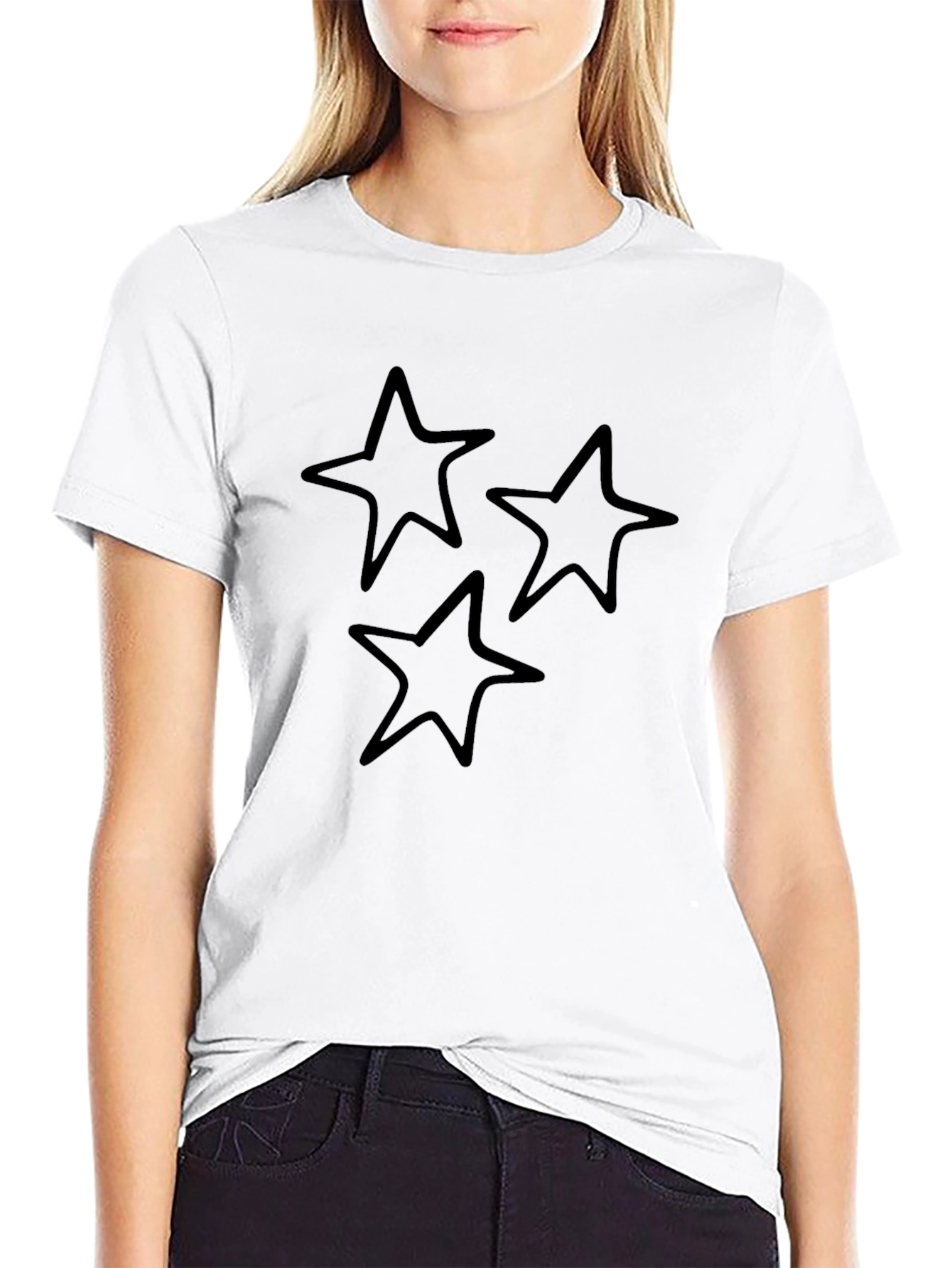 Black Tee with Three Star Design