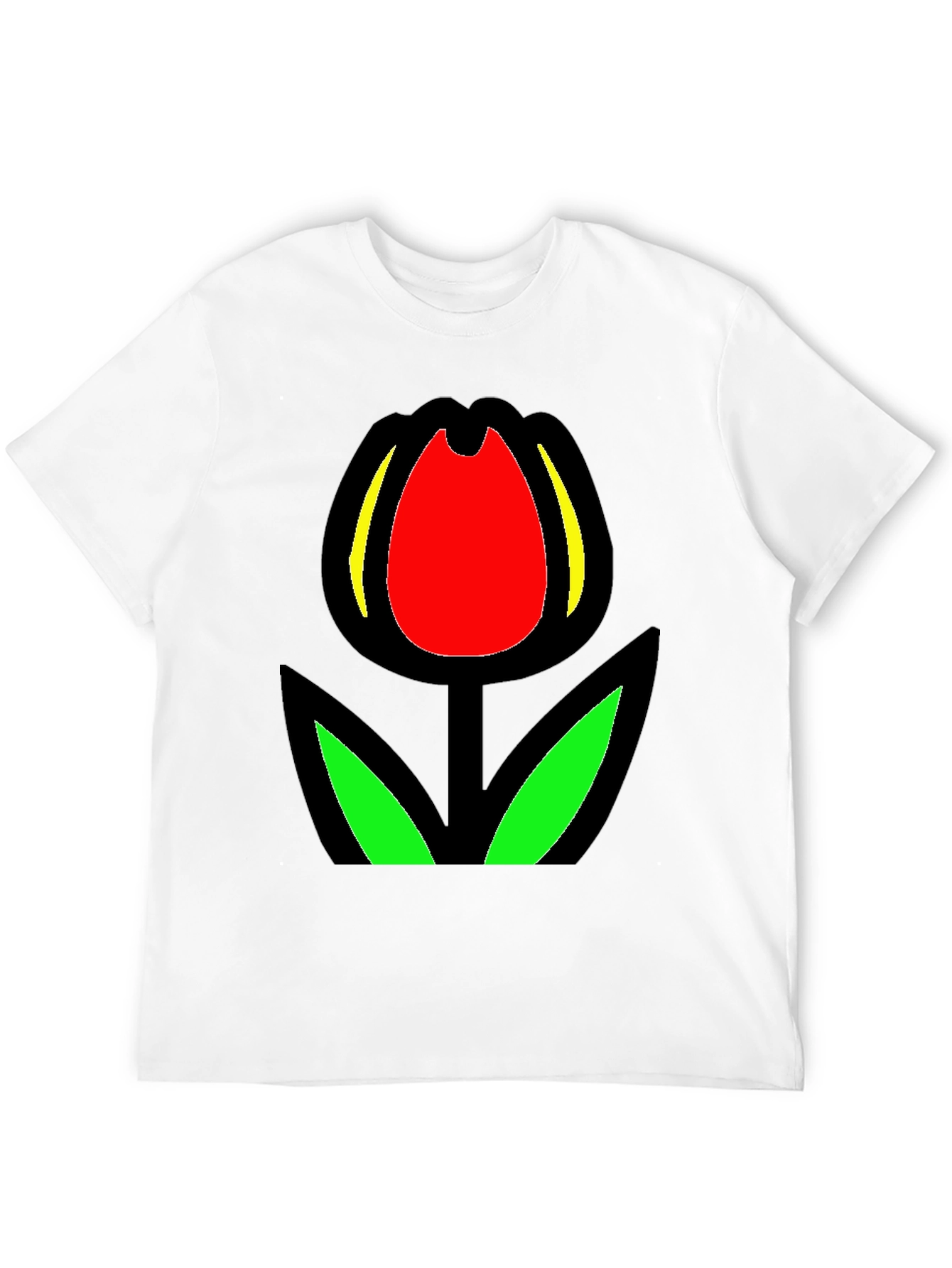Black Tulip Graphic Tee - Bold Floral Statement