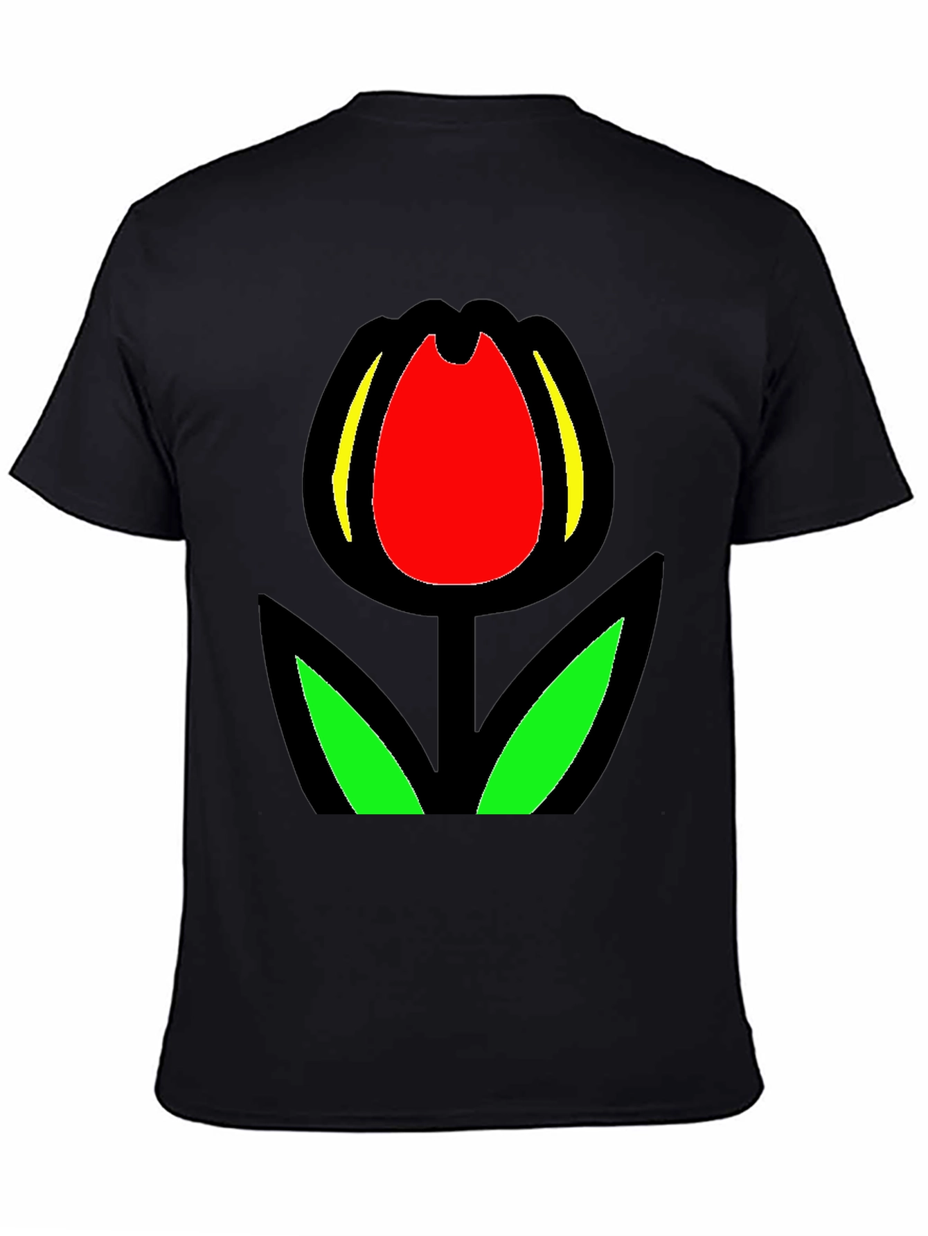 Black Tulip Graphic Tee - Bold Floral Statement