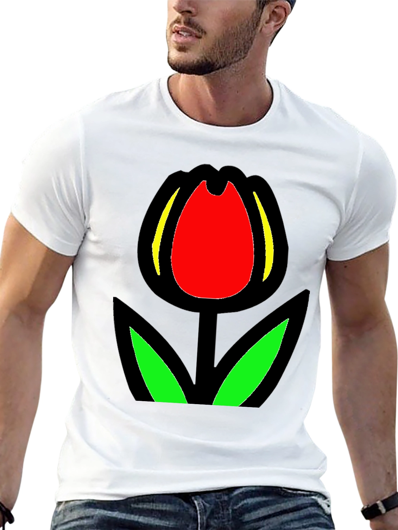 Black Tulip Graphic Tee - Bold Floral Statement