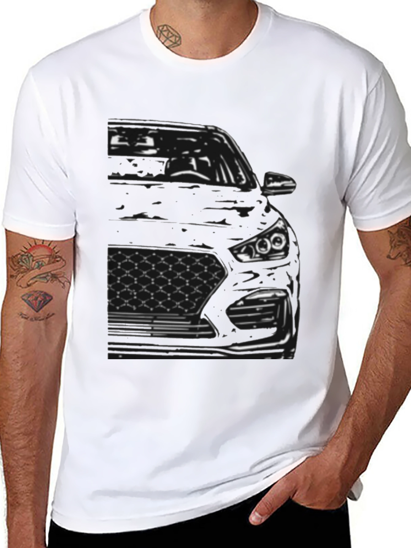 Car Outline Graphic Tee - Cool Automotive Design