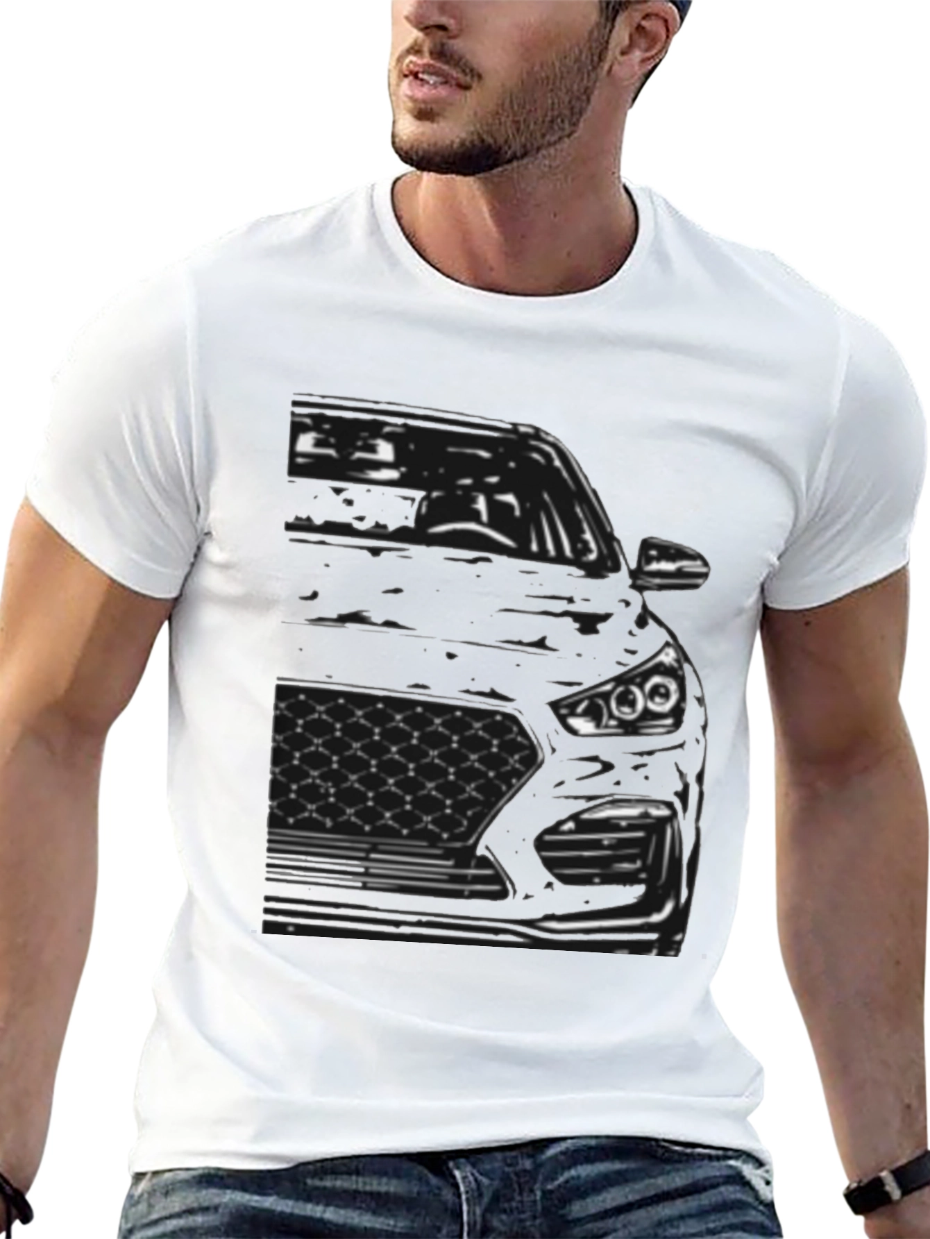Car Outline Graphic Tee - Cool Automotive Design