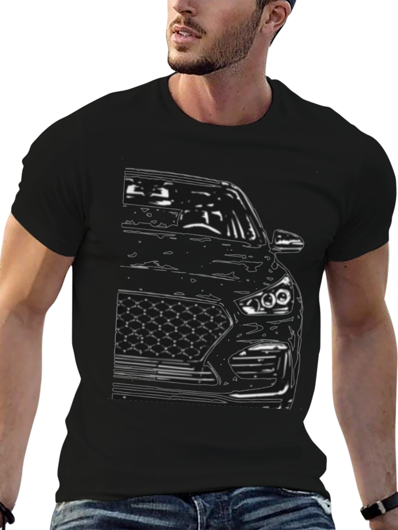 Car Outline Graphic Tee - Cool Automotive Design