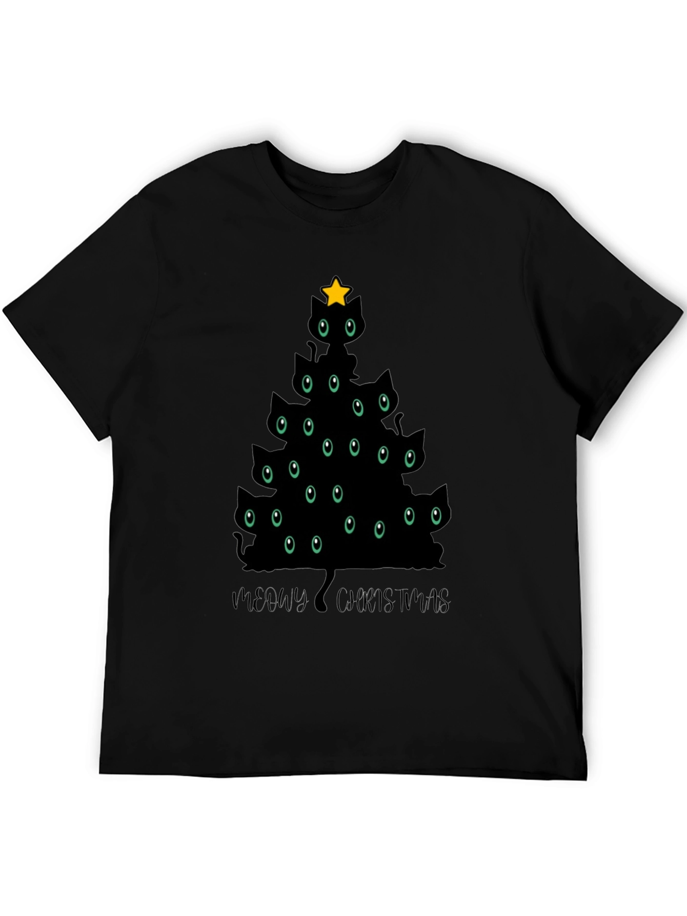 Meowy Christmas T-Shirt - Cat Christmas Tree