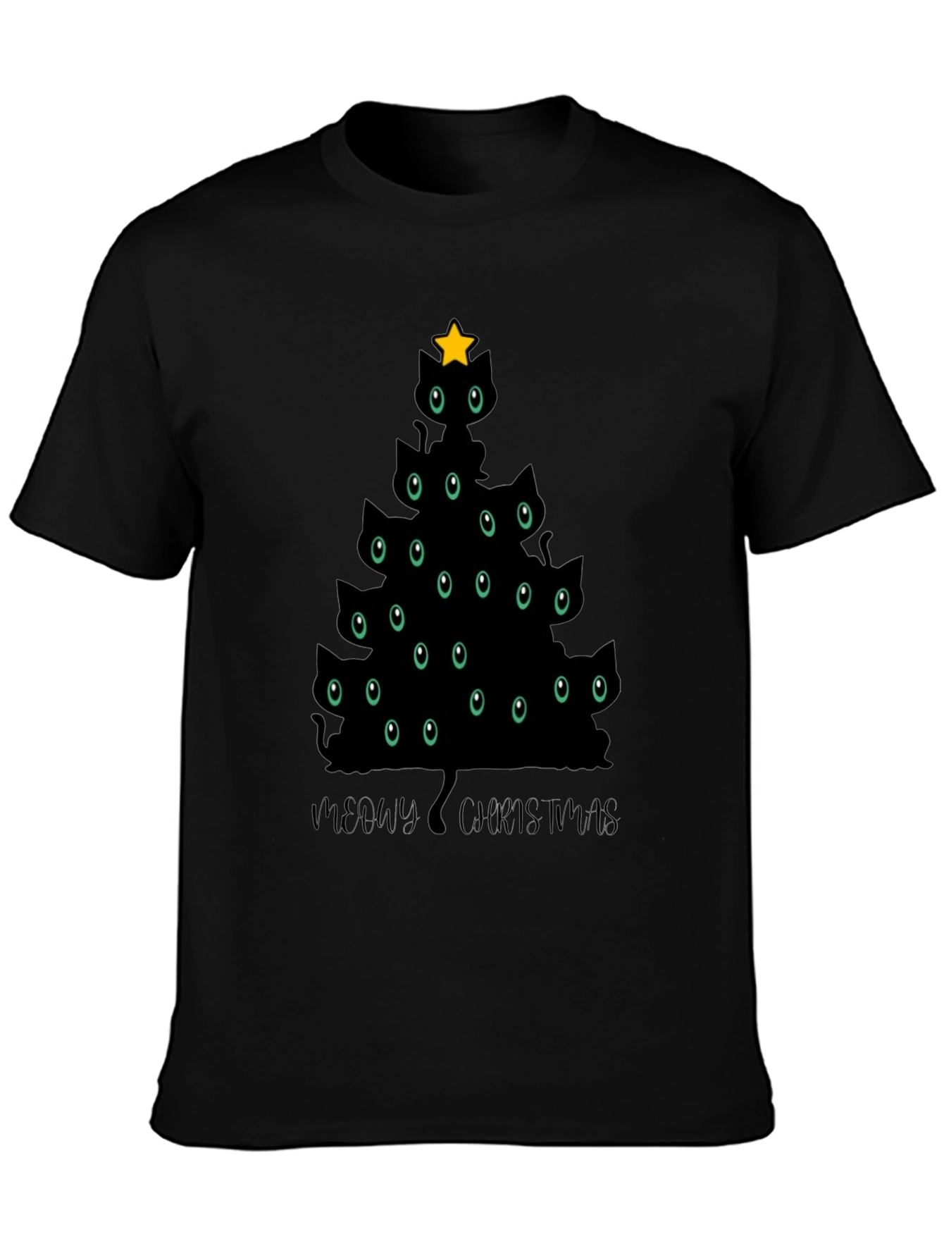 Meowy Christmas T-Shirt - Cat Christmas Tree