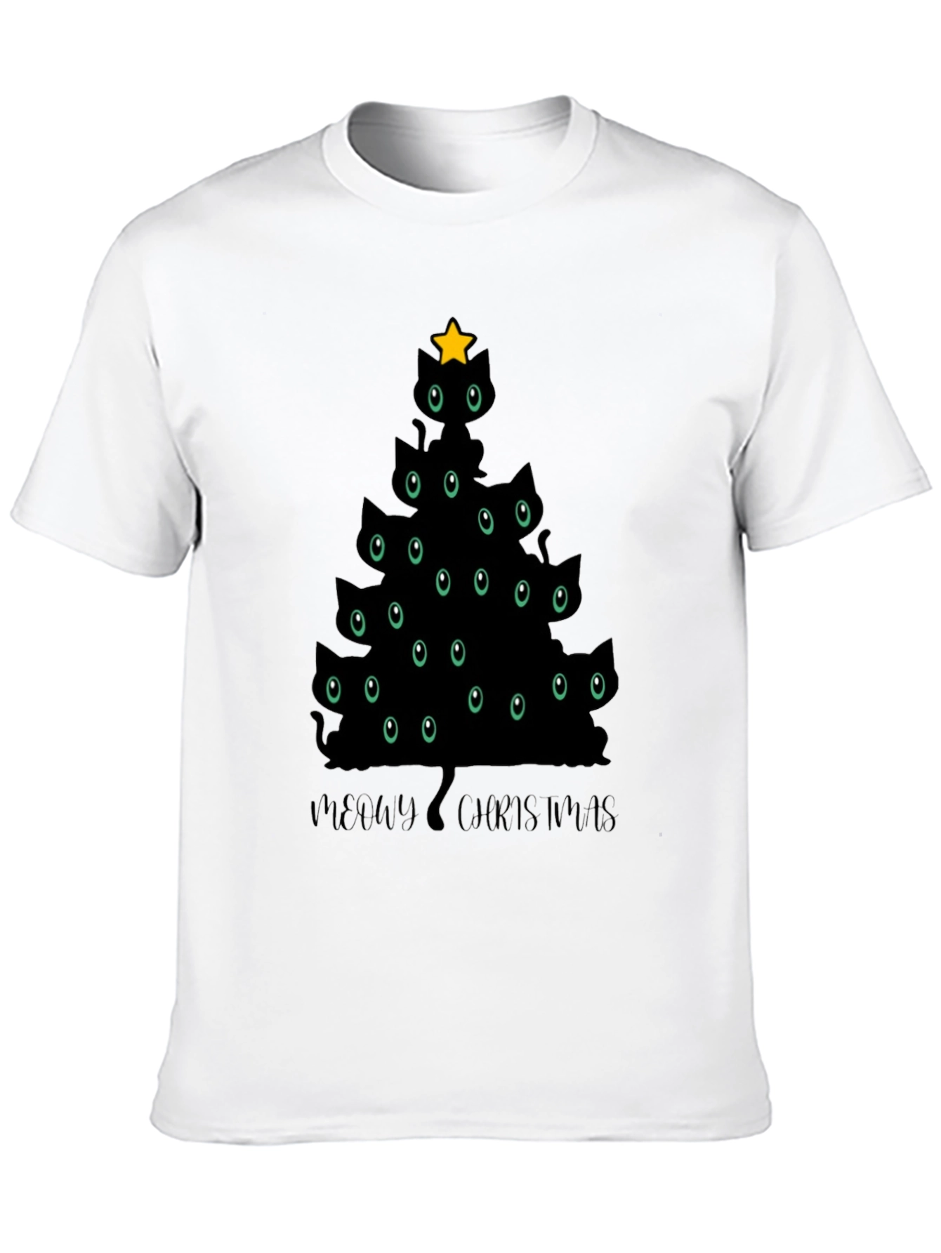 Meowy Christmas T-Shirt - Cat Christmas Tree