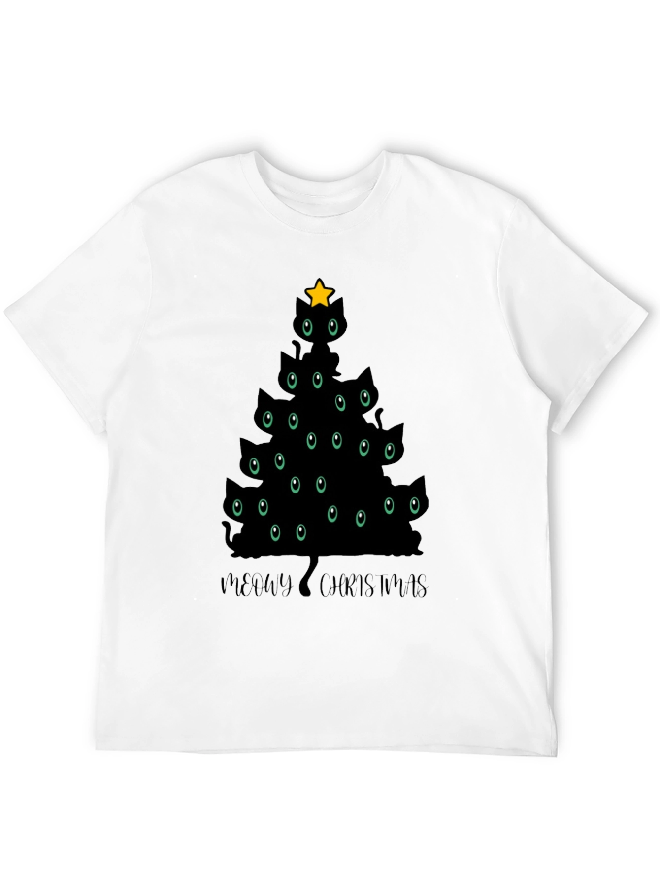 Meowy Christmas T-Shirt - Cat Christmas Tree