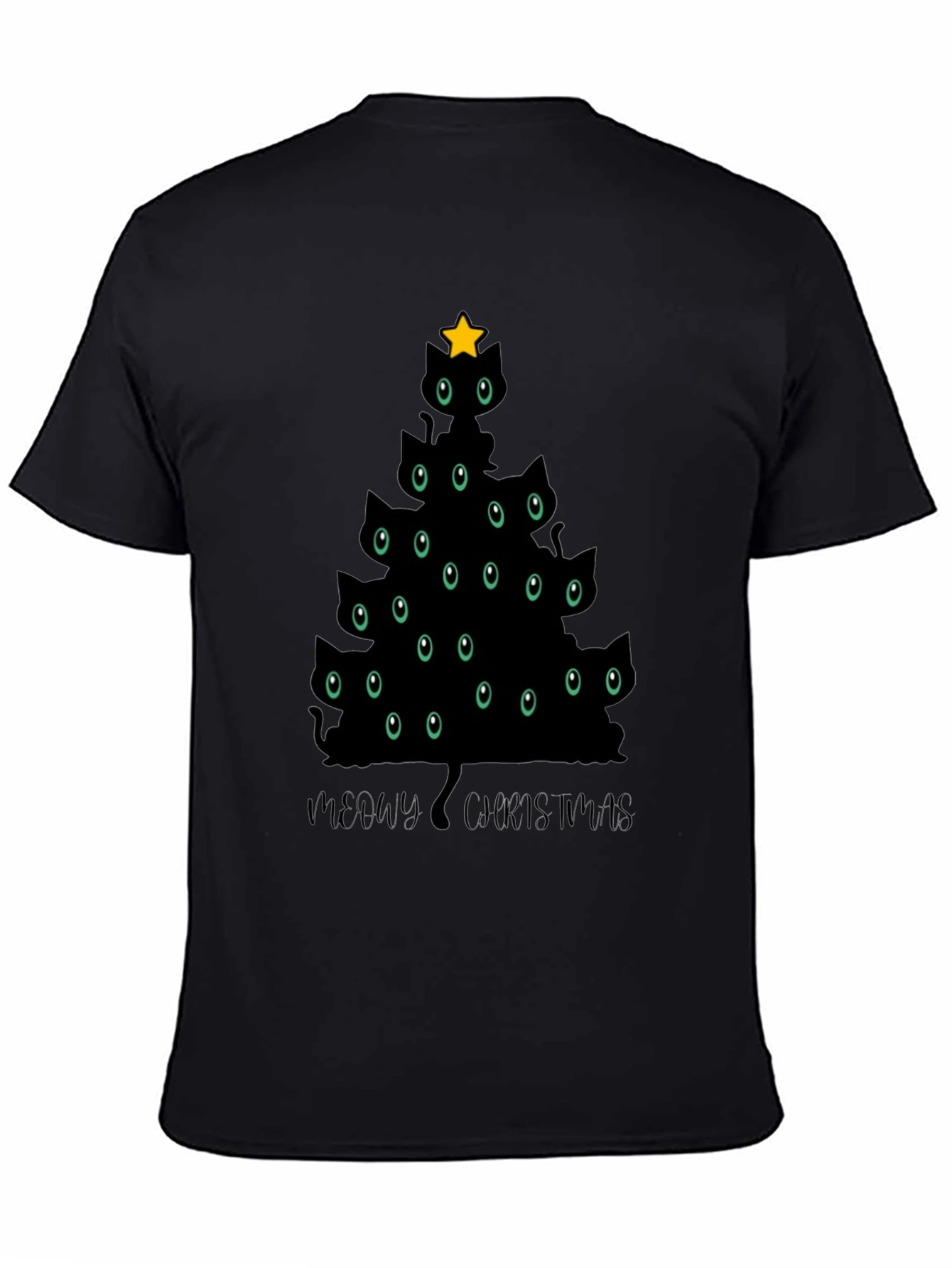 Meowy Christmas T-Shirt - Cat Christmas Tree