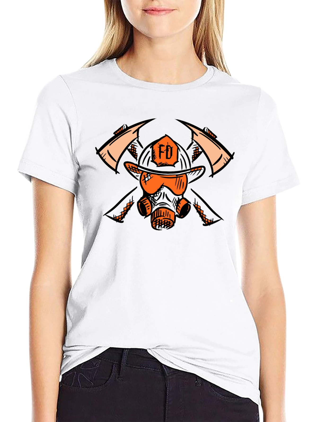 Firefighter FD Helmet & Mask Graphic T-Shirt