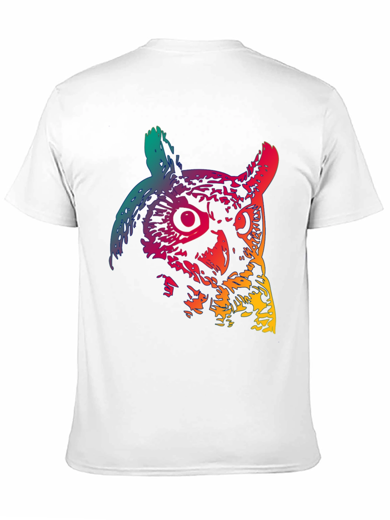 Rainbow Owl Graphic Print Black T-Shirt