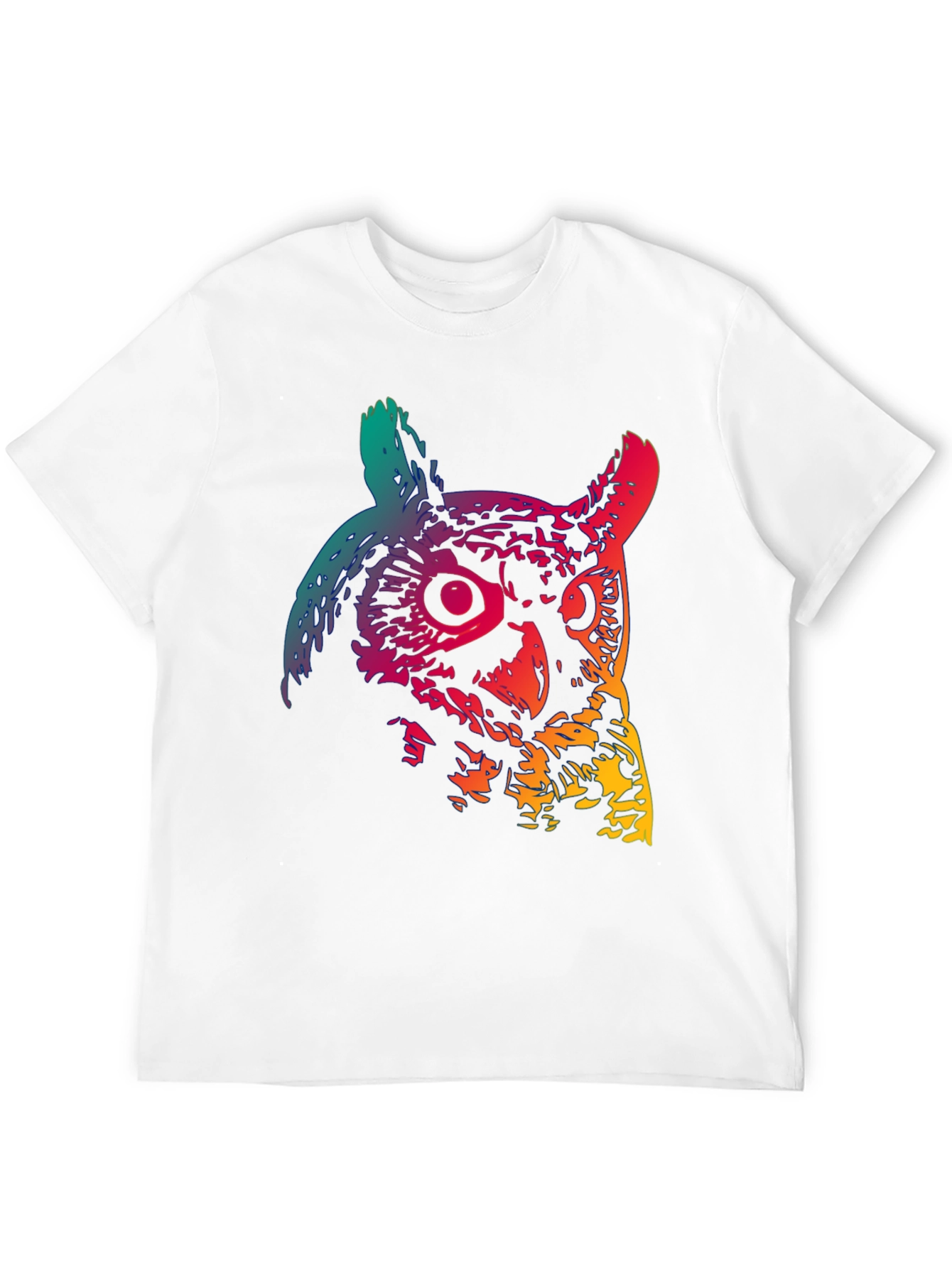 Rainbow Owl Graphic Print Black T-Shirt