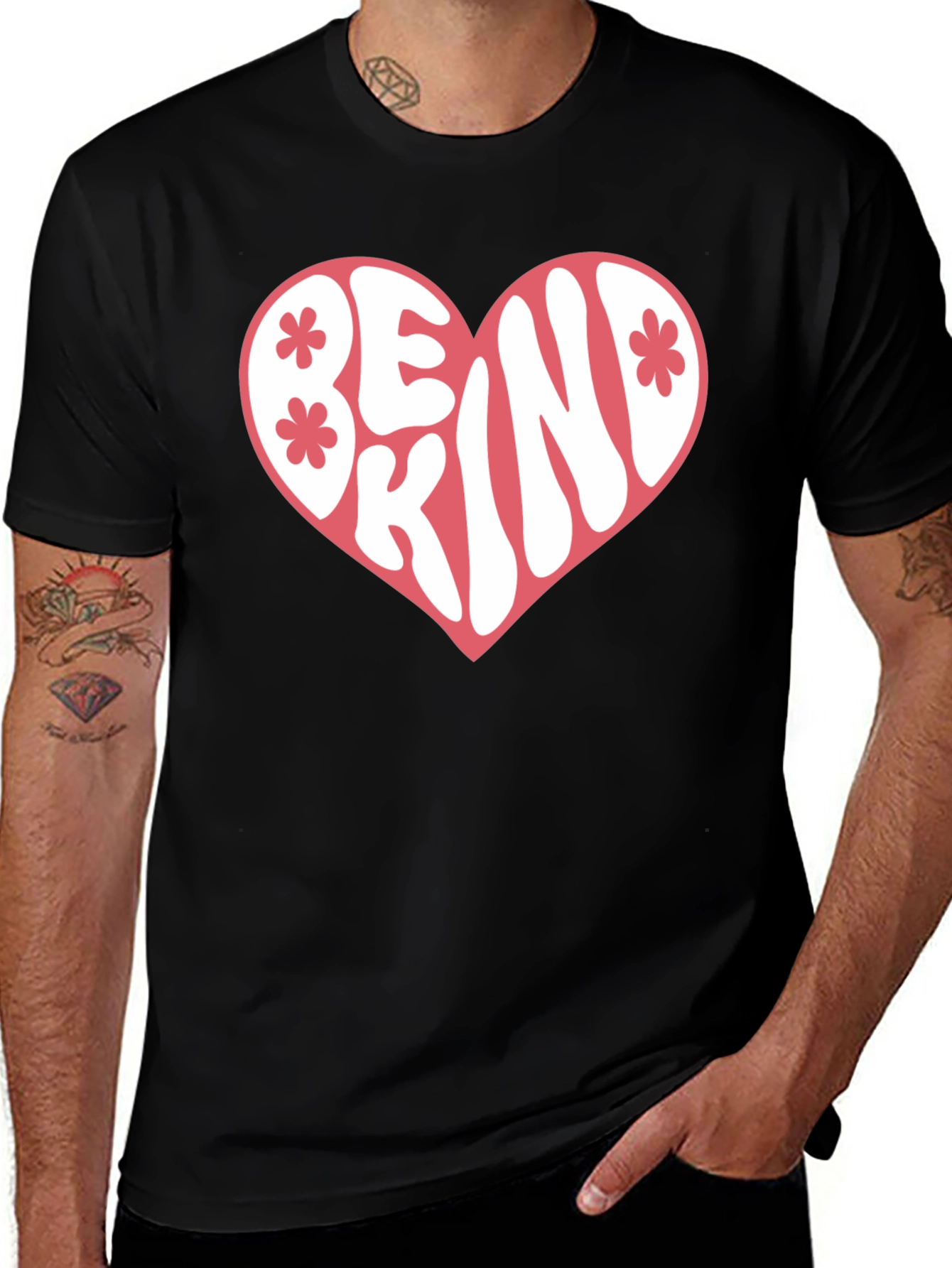Be Kind Heart Graphic T-Shirt - Black
