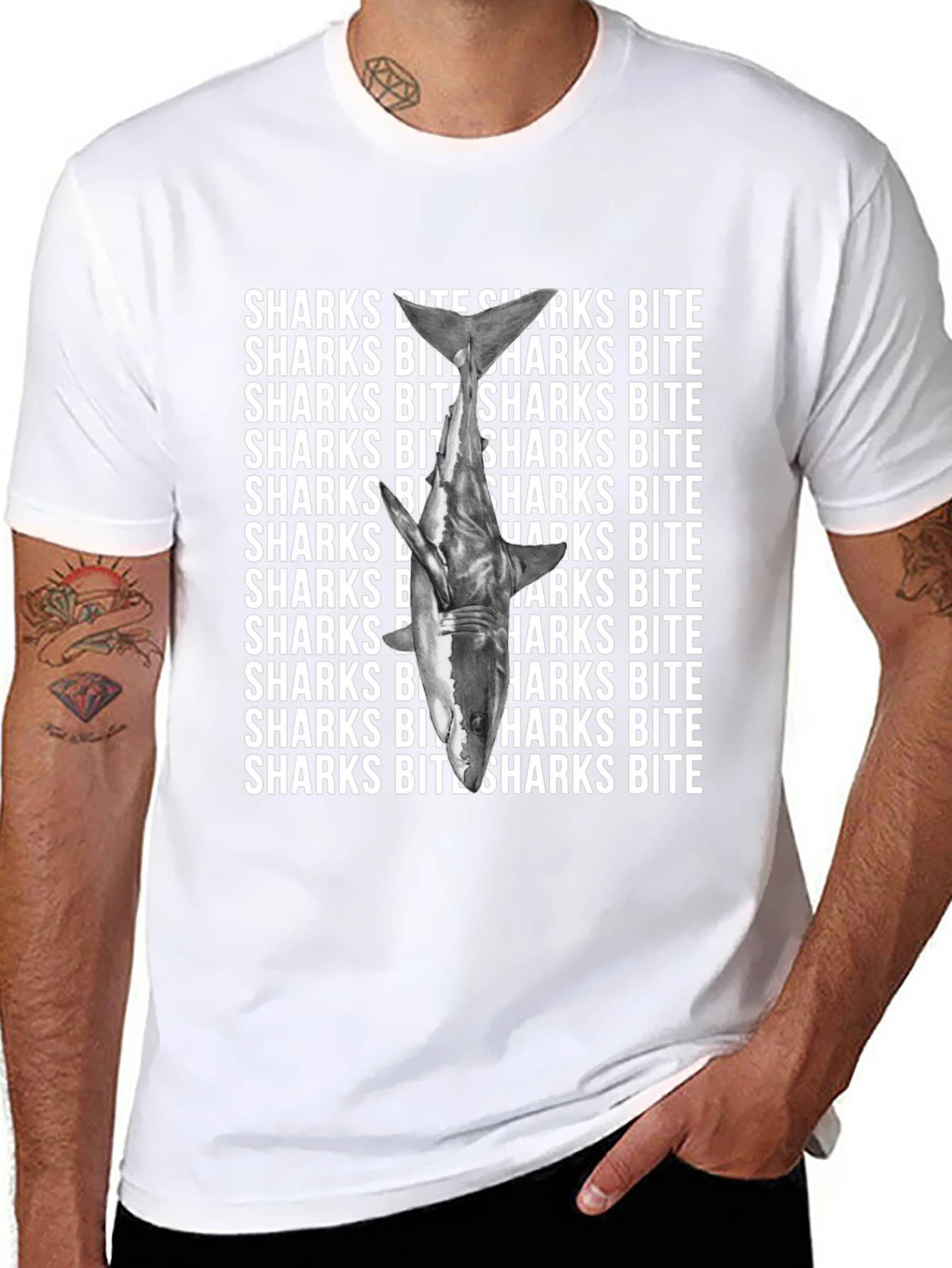 Shark Bite Graphic Tee - Unique Statement T-Shirt
