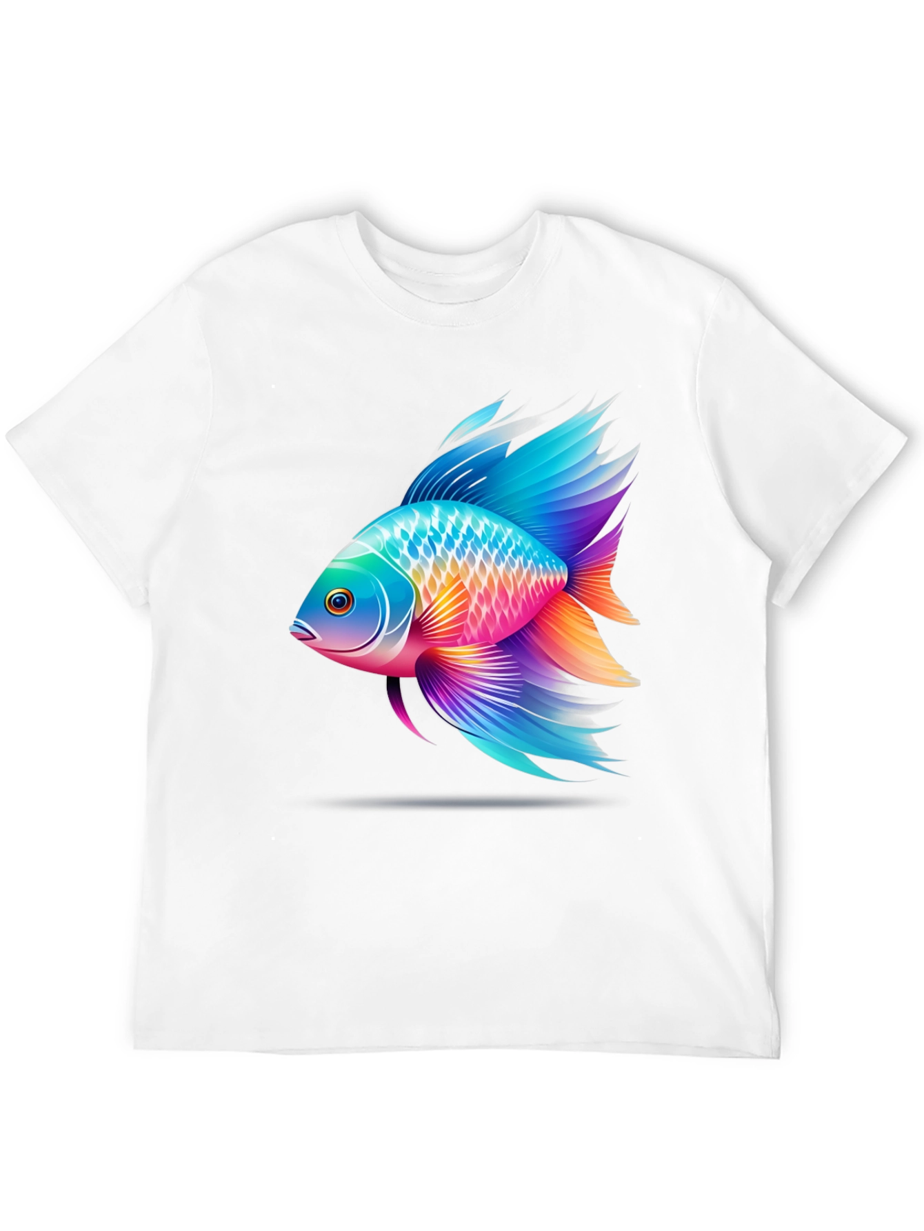 Vibrant Fish Graphic T-Shirt - Black Cotton Blend