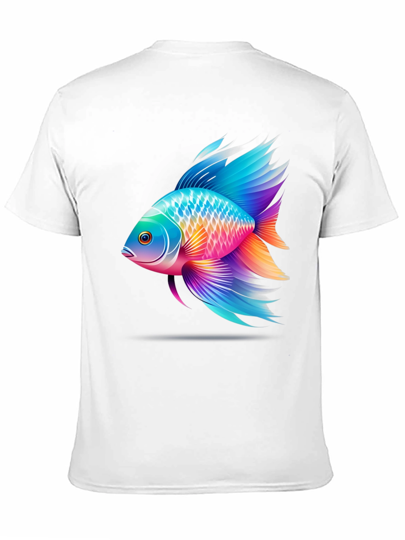 Vibrant Fish Graphic T-Shirt - Black Cotton Blend