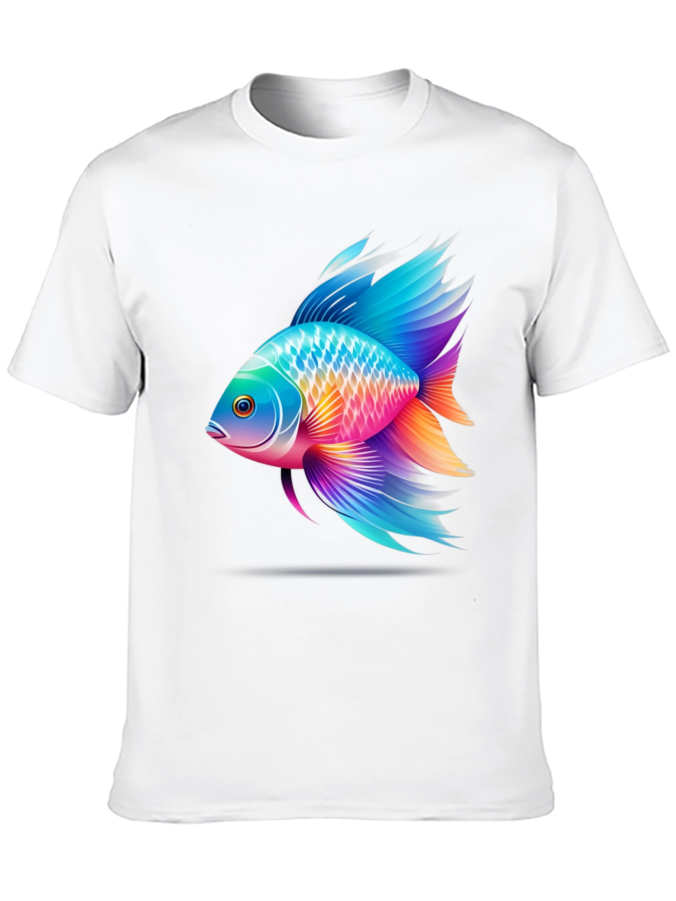 Vibrant Fish Graphic T-Shirt - Black Cotton Blend