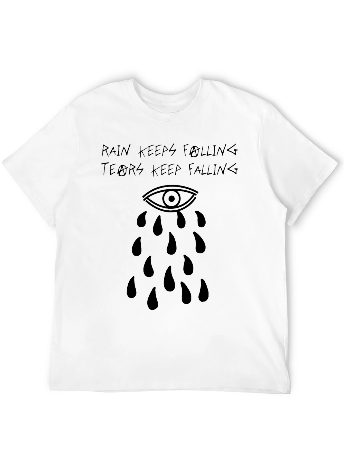 Rain Keeps Falling Black Graphic Tee
