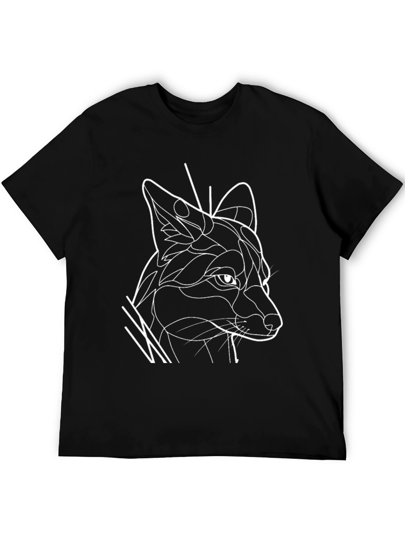 Abstract Fox Line Art Graphic T-Shirt