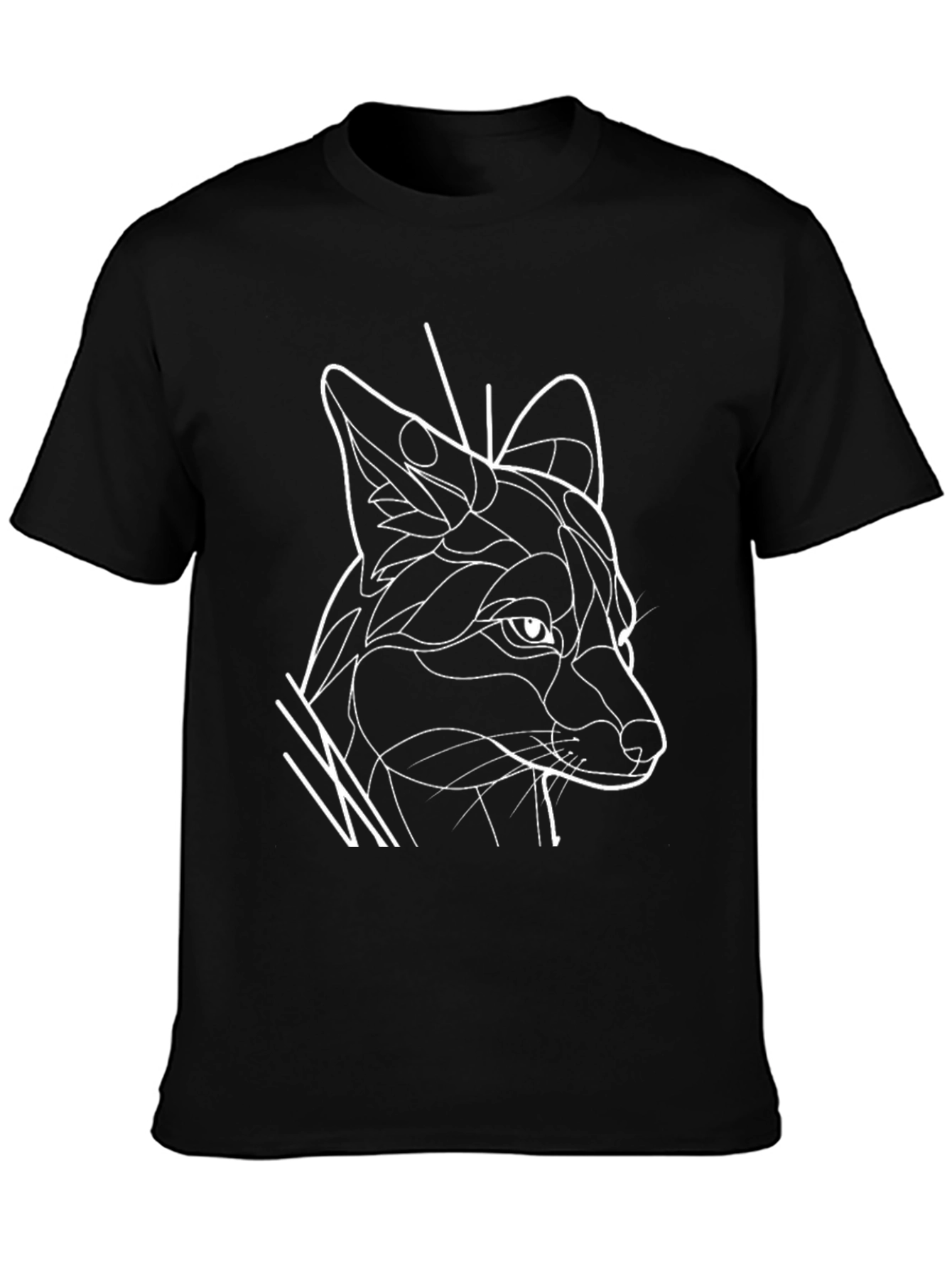 Abstract Fox Line Art Graphic T-Shirt