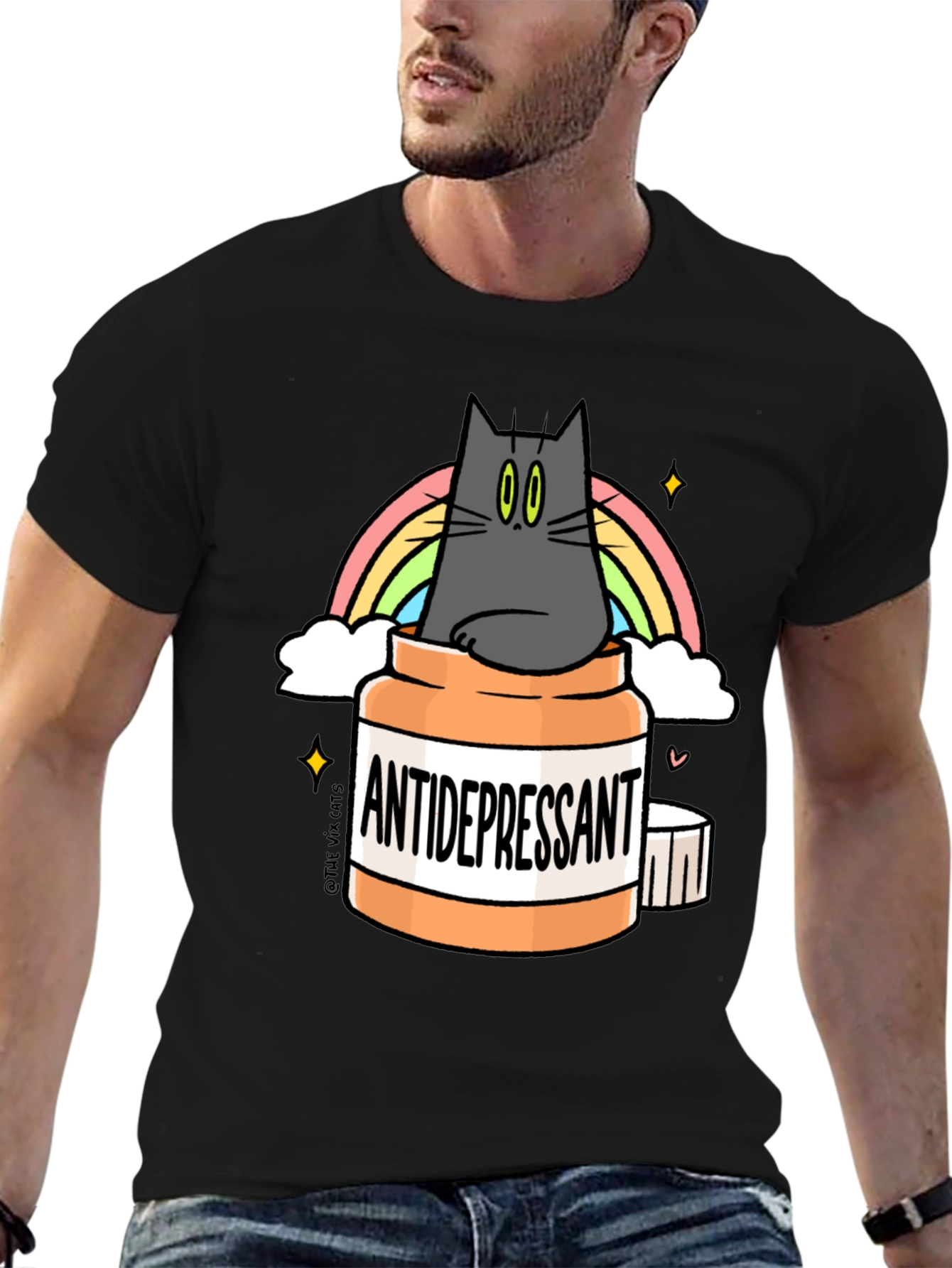 Antidepressant Cat T-Shirt - Rainbow Kitten Comfort