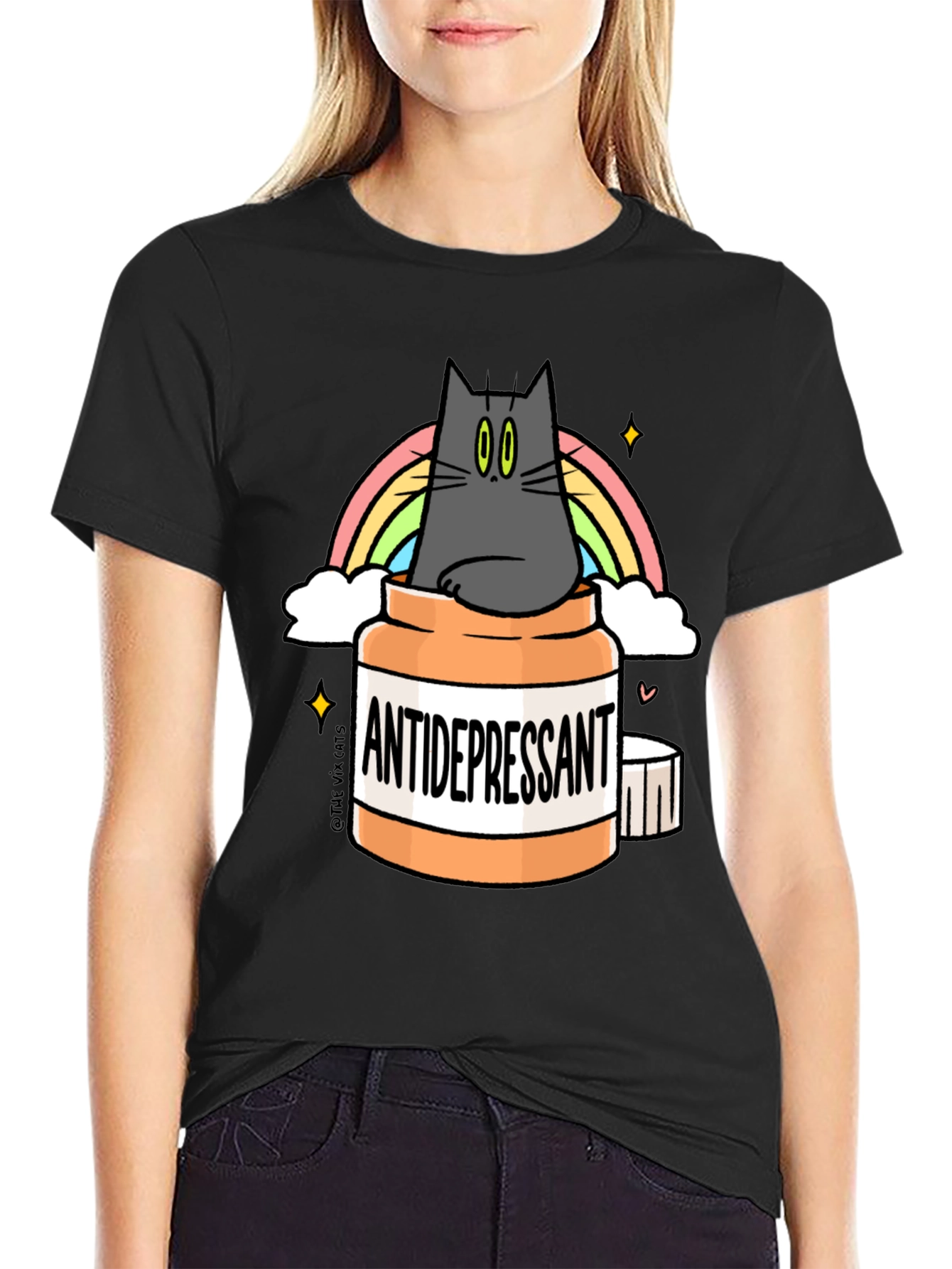 Antidepressant Cat T-Shirt - Rainbow Kitten Comfort