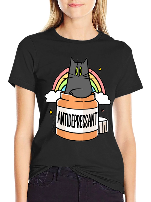 Antidepressant Cat T-Shirt - Rainbow Kitten Comfort