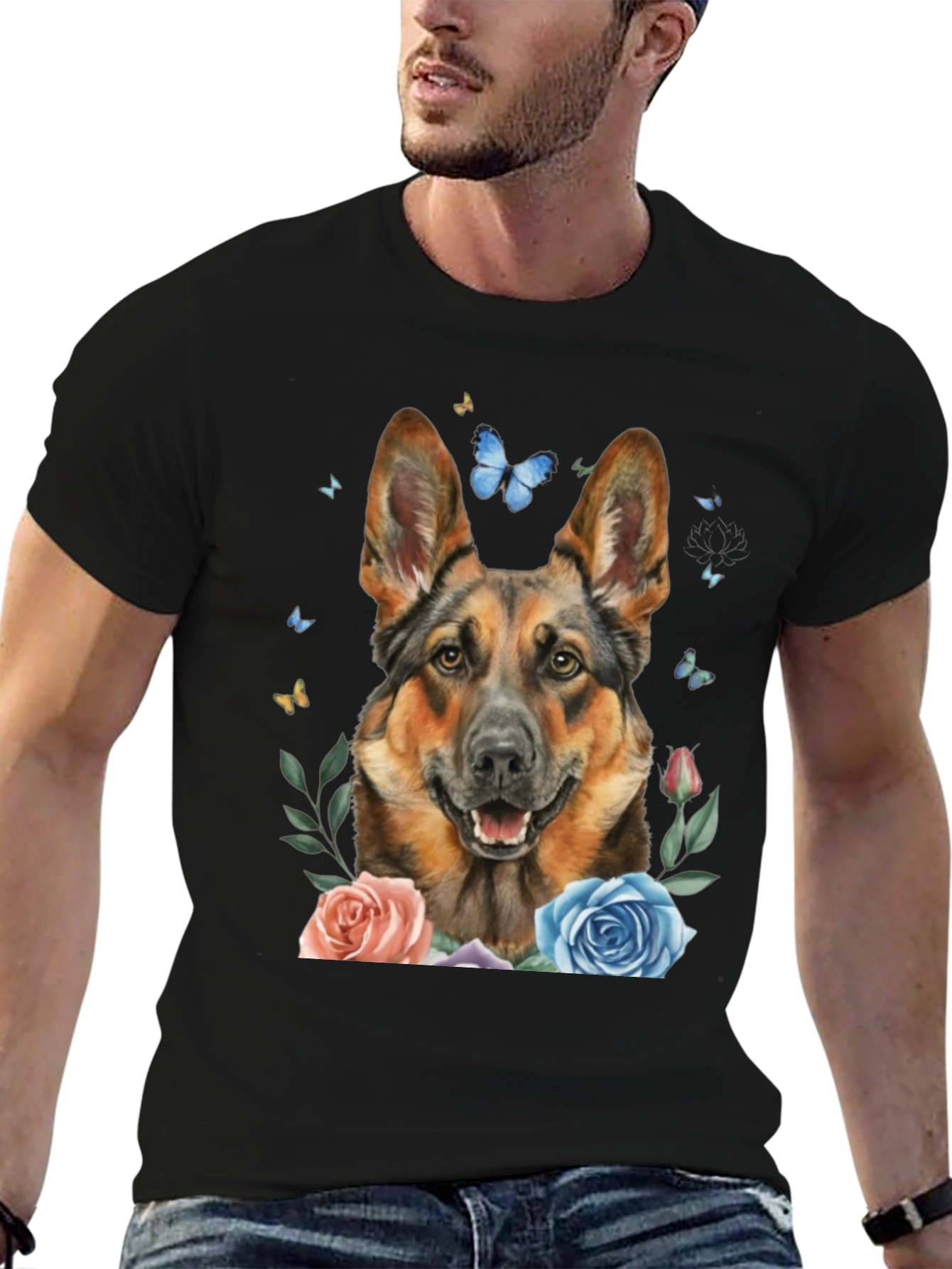 German Shepherd Dog Floral T-Shirt