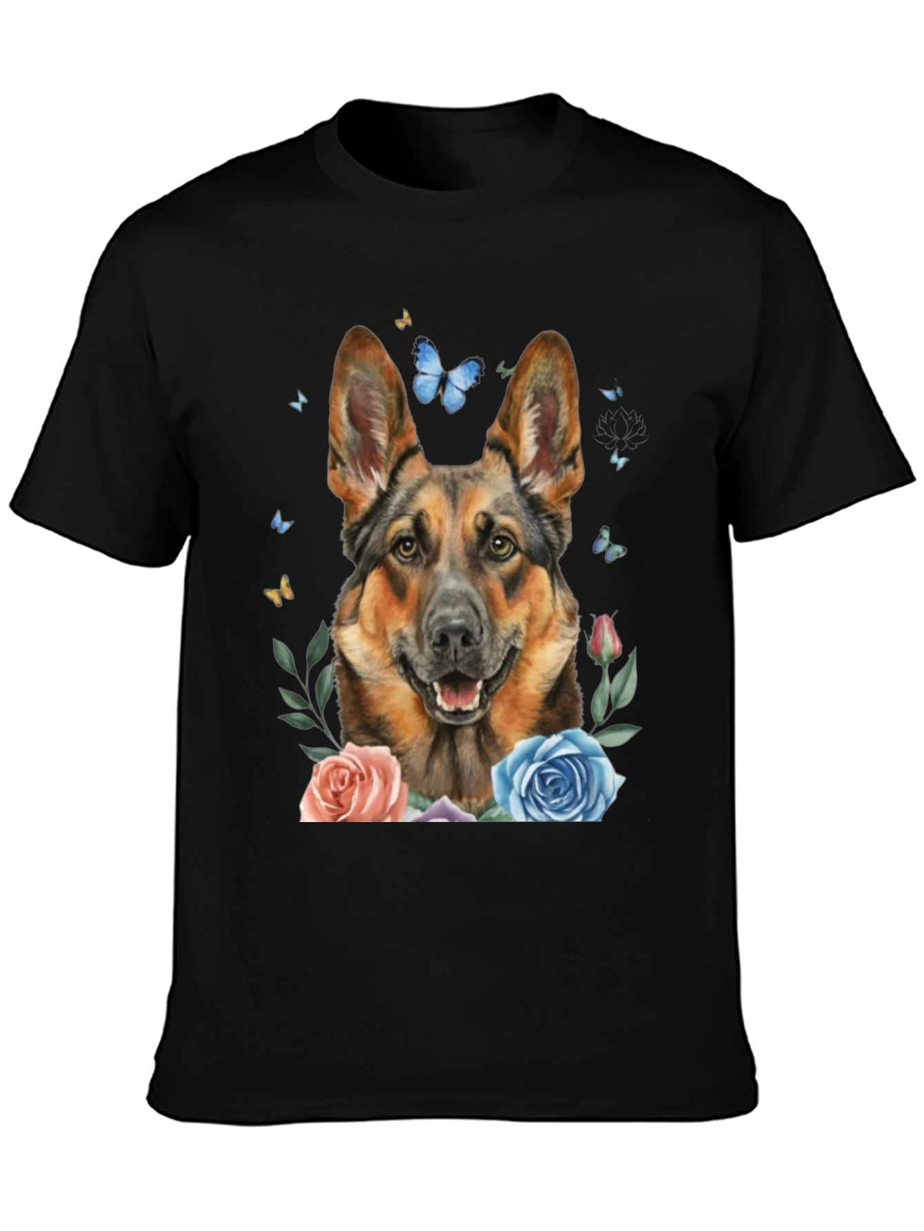 German Shepherd Dog Floral T-Shirt